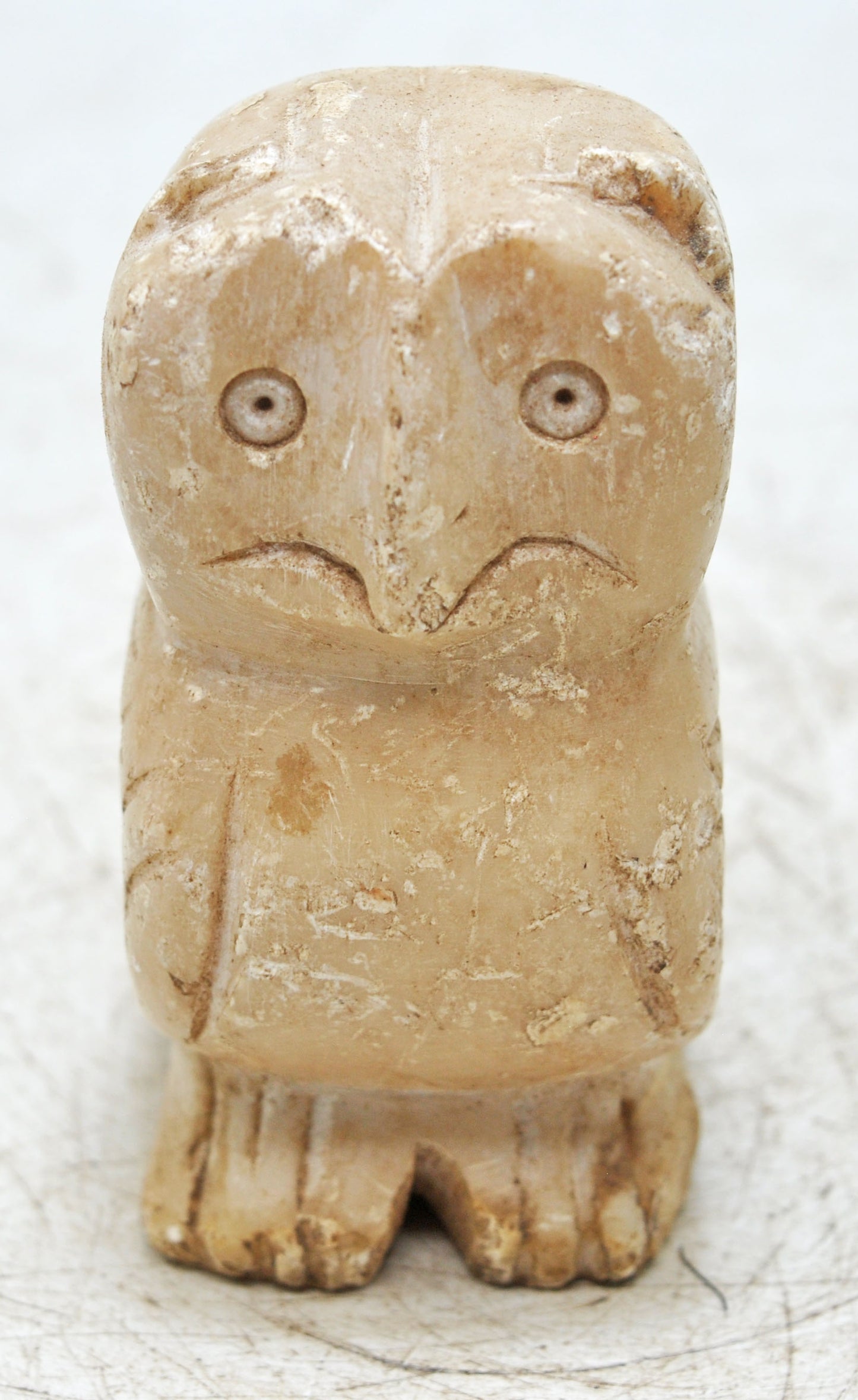 Vintage White Marble Owl Figurine Original Old Fine Hand Carved