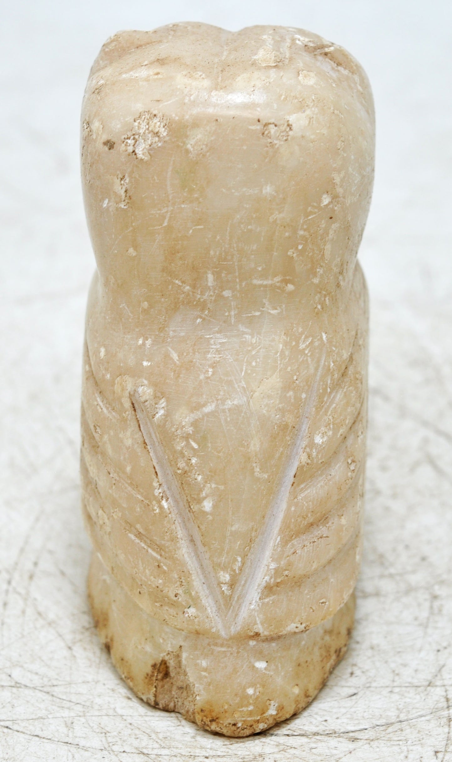 Vintage White Marble Owl Figurine Original Old Fine Hand Carved