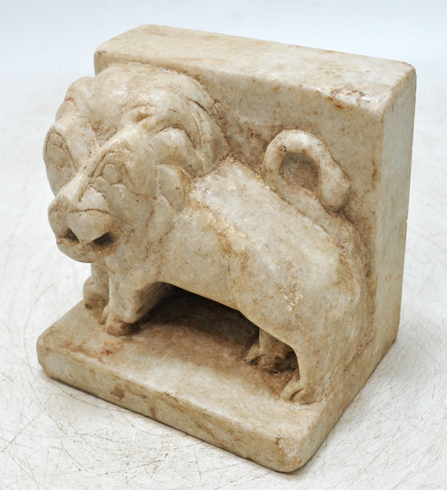 Vintage Wooden Lion Carving Book End Figurine Original Old Fine Hand Carved