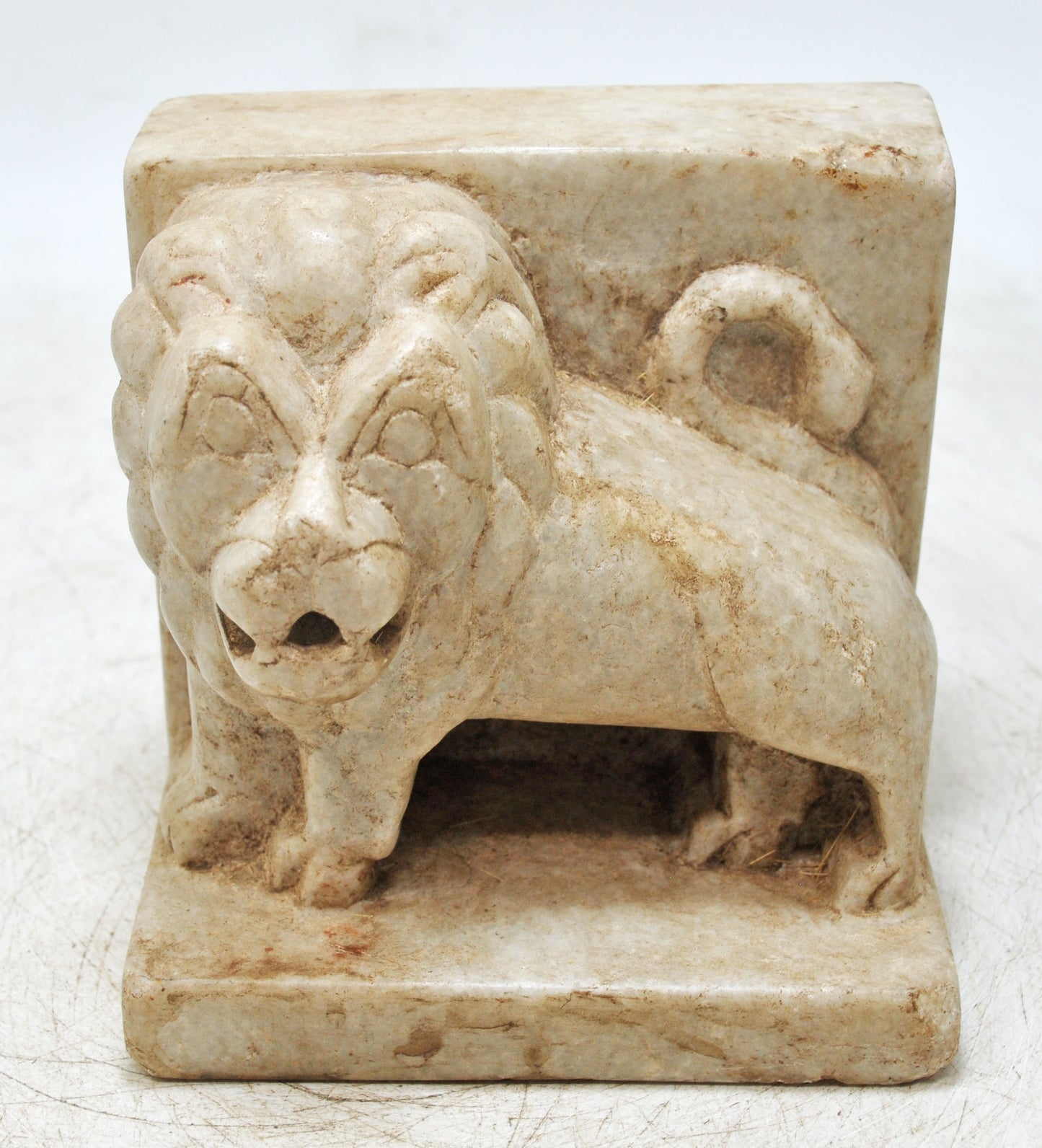 Vintage Wooden Lion Carving Book End Figurine Original Old Fine Hand Carved