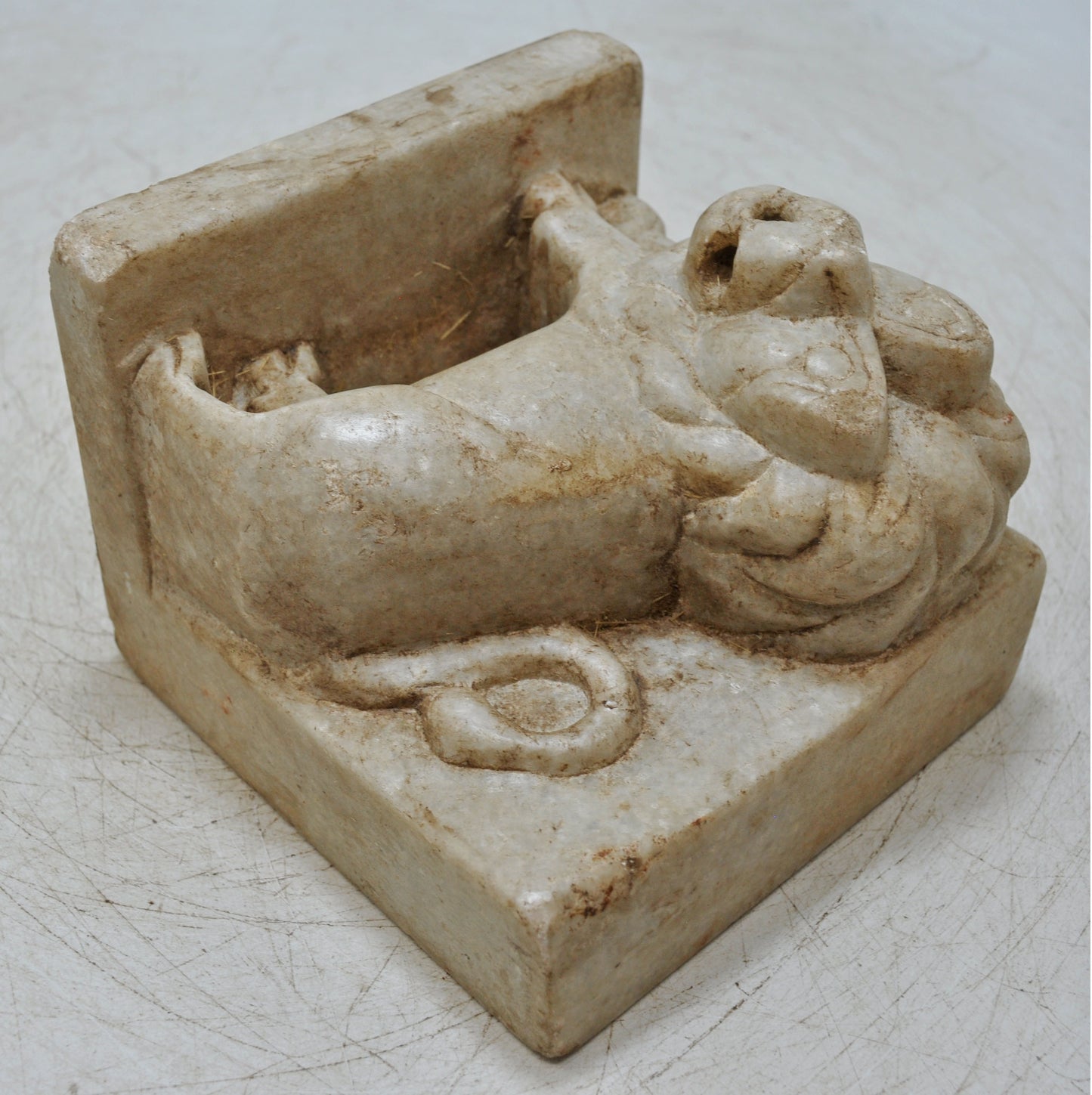 Vintage Wooden Lion Carving Book End Figurine Original Old Fine Hand Carved