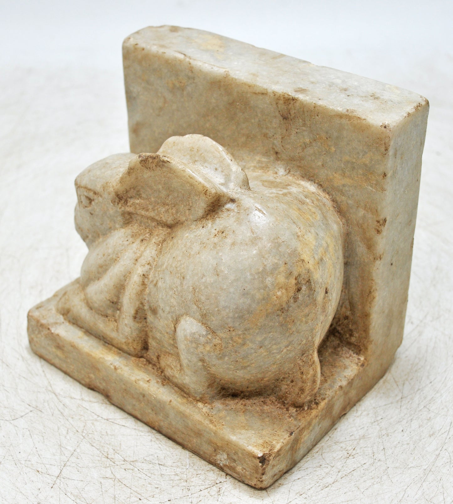 Vintage Wooden Rabbit Carving Book End Figurine Original Old Fine Hand Carved