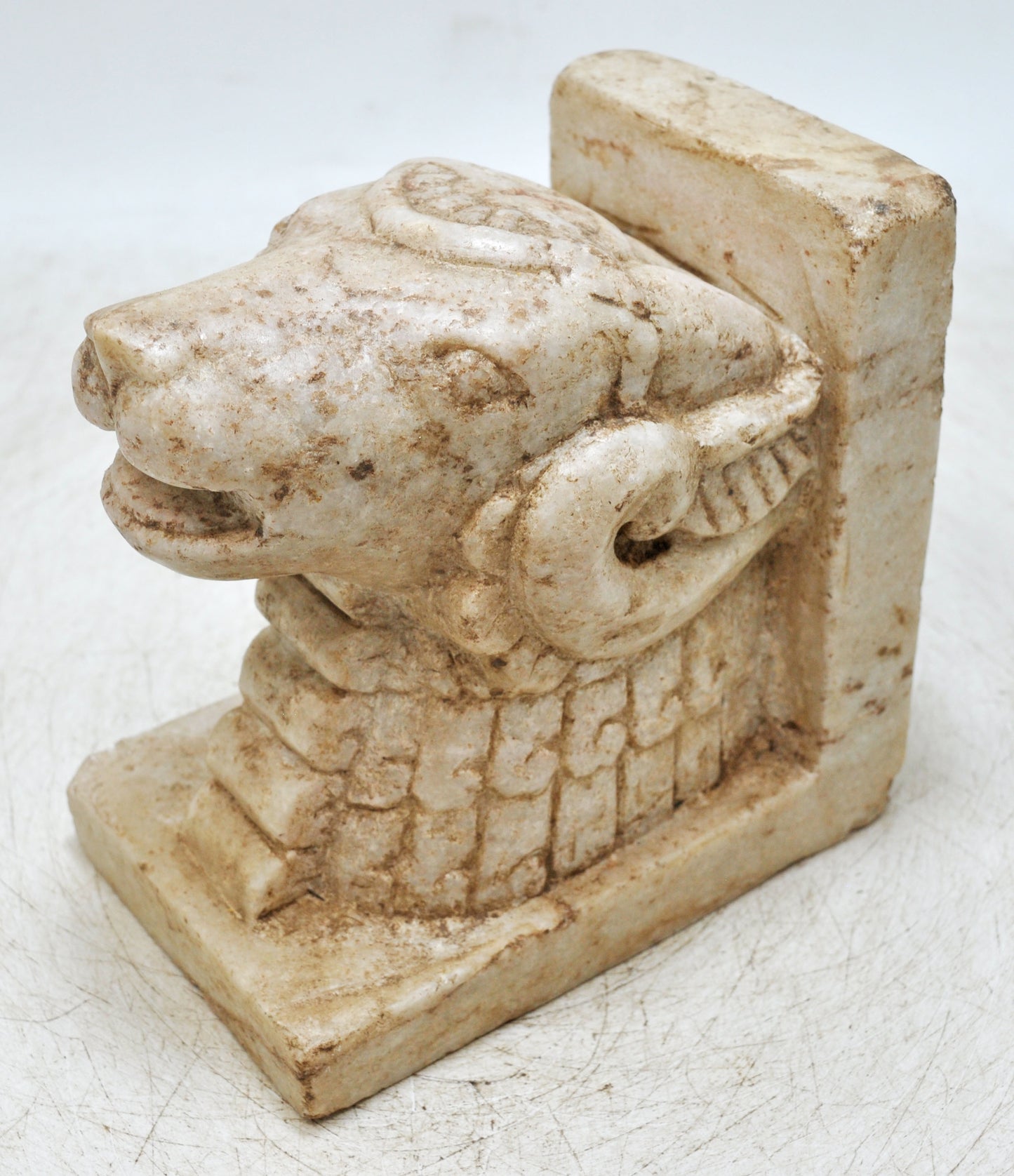 Vintage Wooden Ram Goat Carving Book End Figurine Original Old Fine Hand Carved