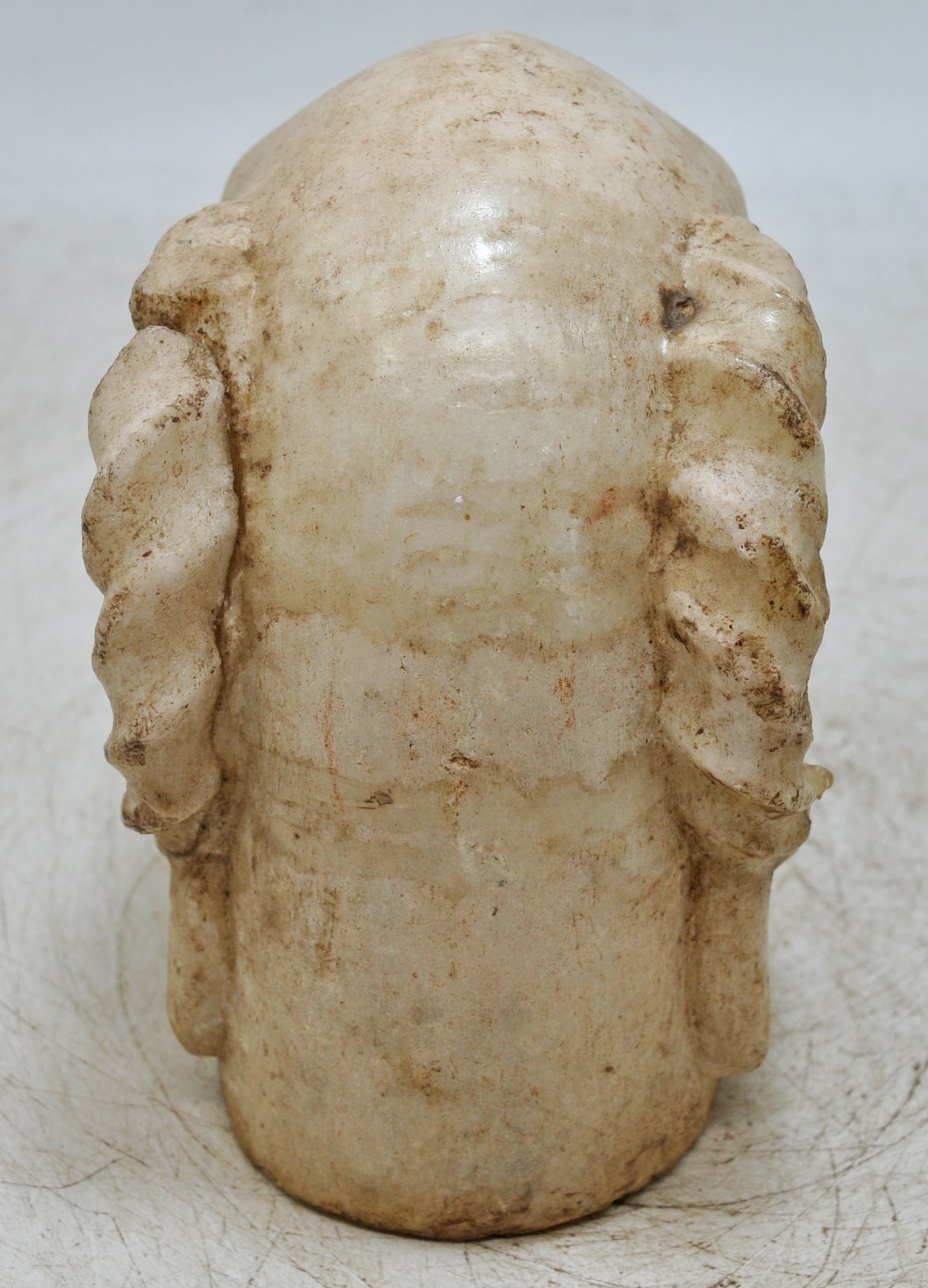 Vintage White Marble Ram Goat Head Bust Figurine Original Old Fine Hand Carved