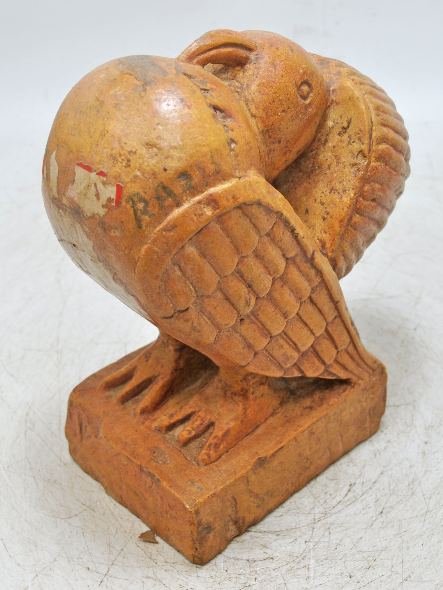 Vintage Brown Sand Stone Bird Figurine Original Old Fine Hand Carved