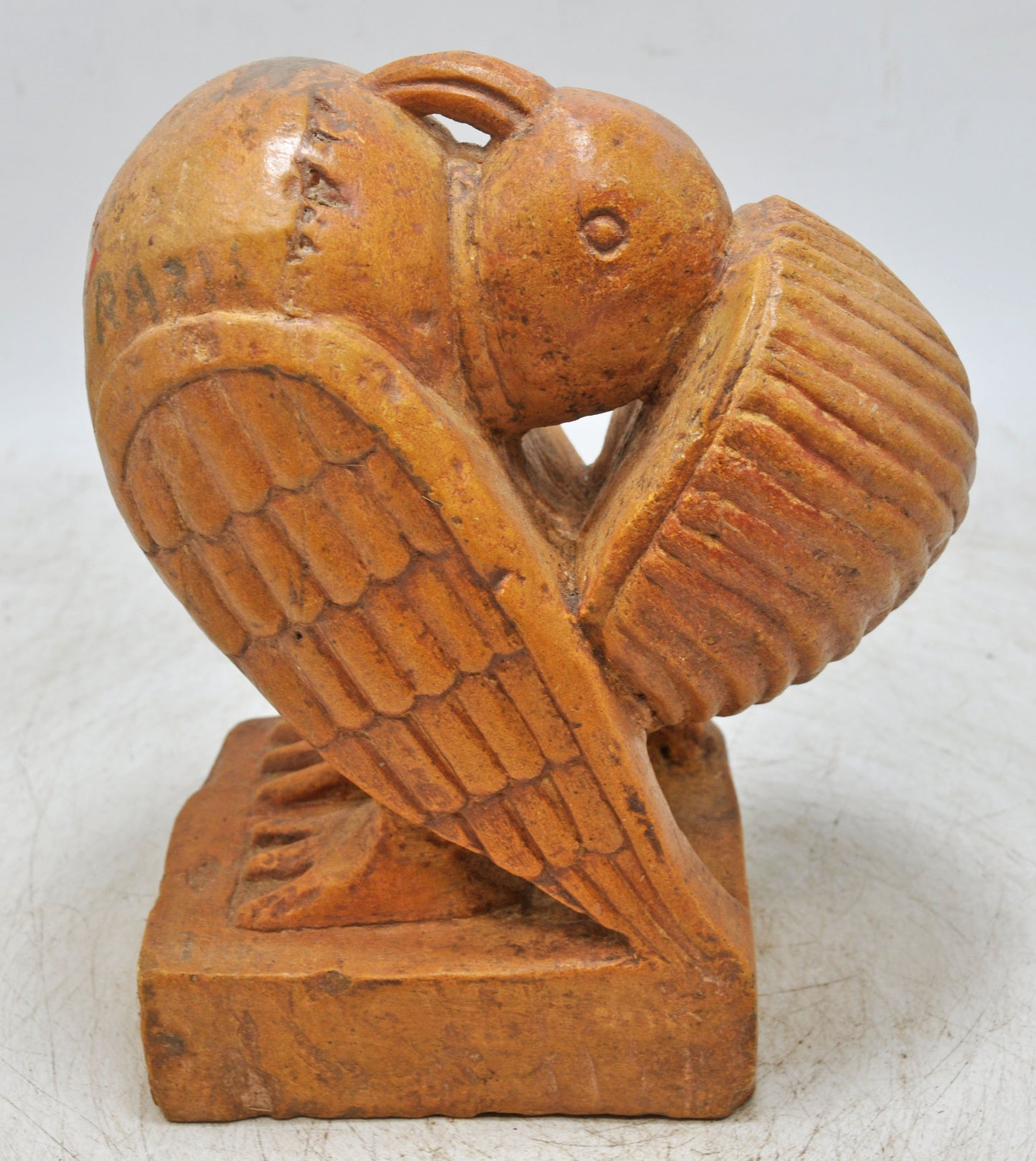 Vintage Brown Sand Stone Bird Figurine Original Old Fine Hand Carved