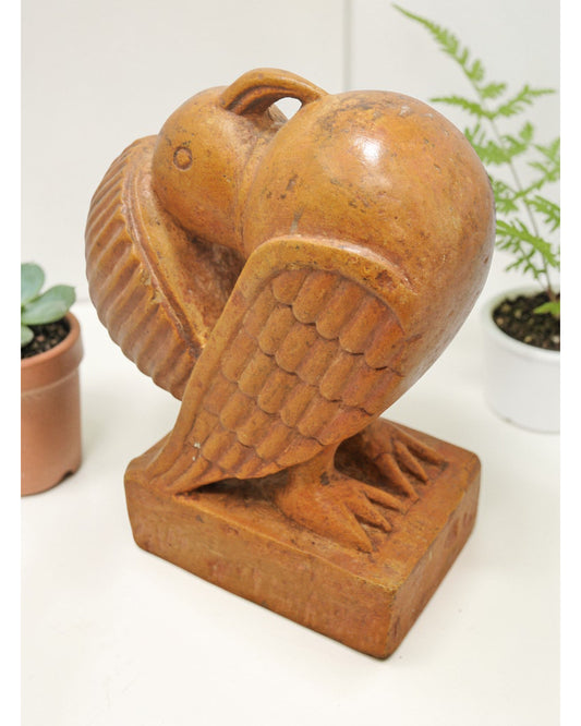 Vintage Brown Sand Stone Bird Figurine Original Old Fine Hand Carved