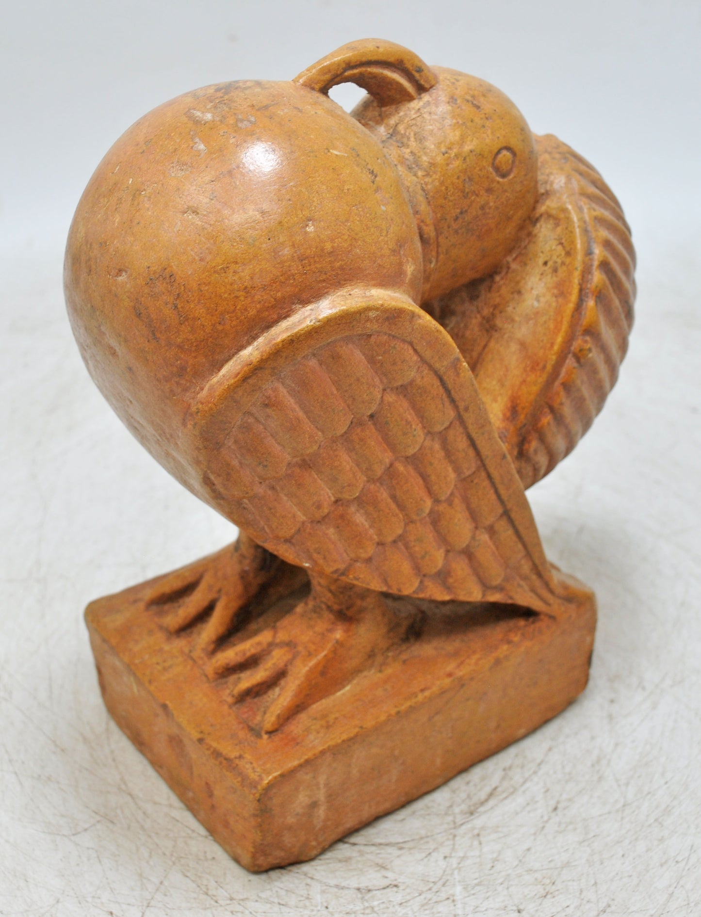 Vintage Brown Sand Stone Bird Figurine Original Old Fine Hand Carved