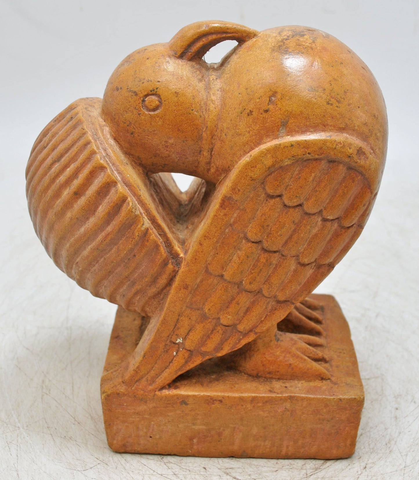 Vintage Brown Sand Stone Bird Figurine Original Old Fine Hand Carved