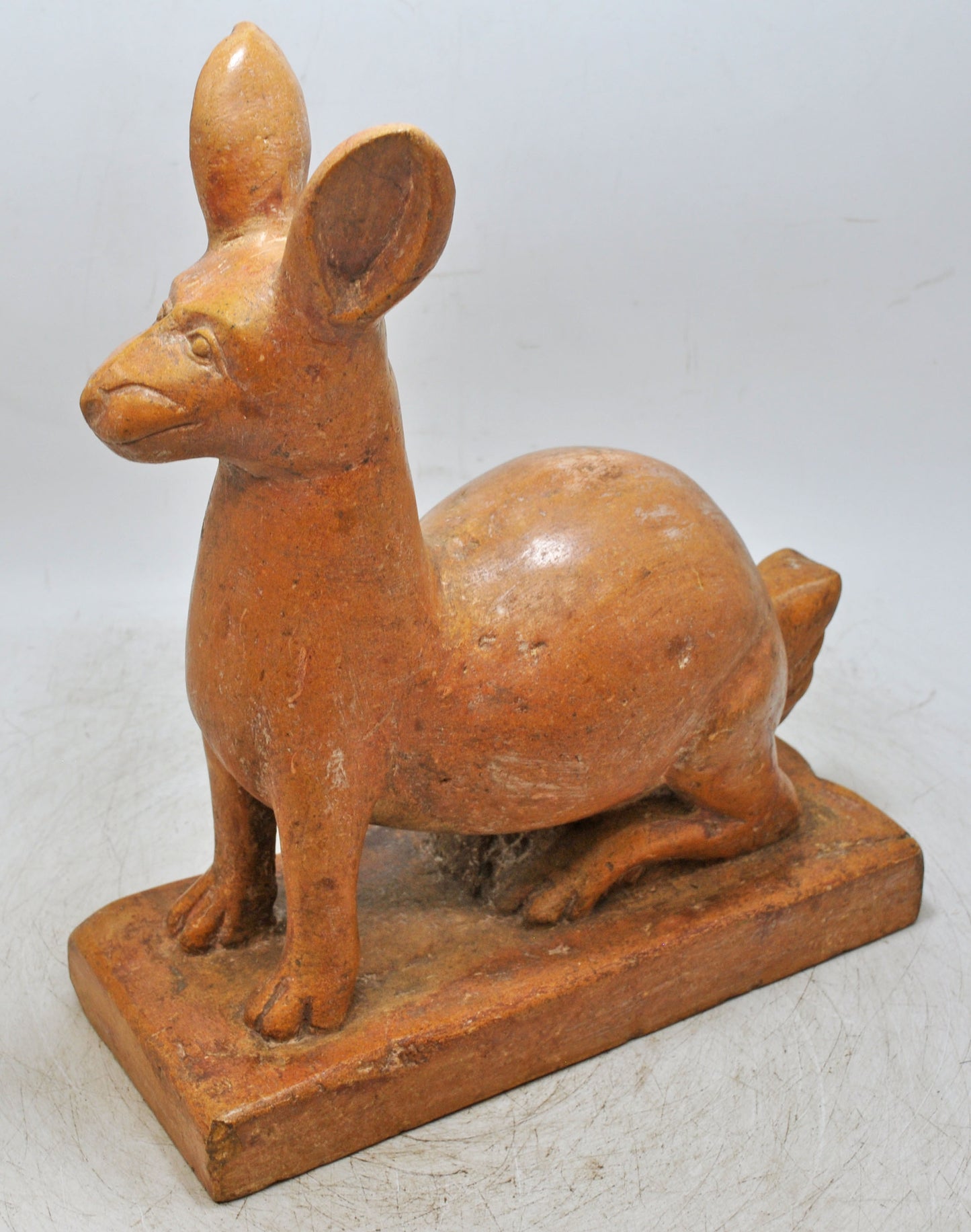 Vintage Brown Sand Stone Deer Figurine Original Old Fine Hand Carved