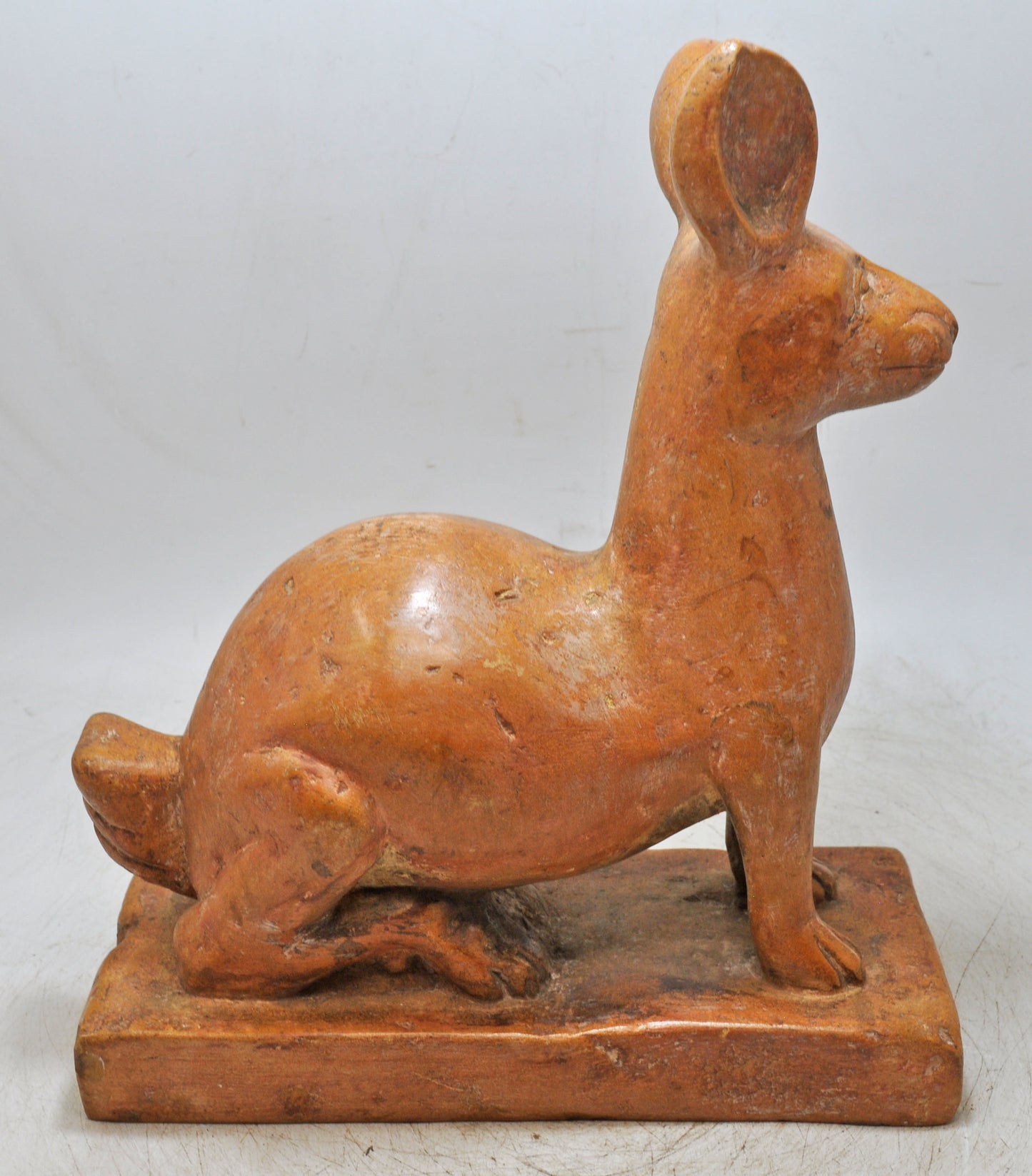 Vintage Brown Sand Stone Deer Figurine Original Old Fine Hand Carved