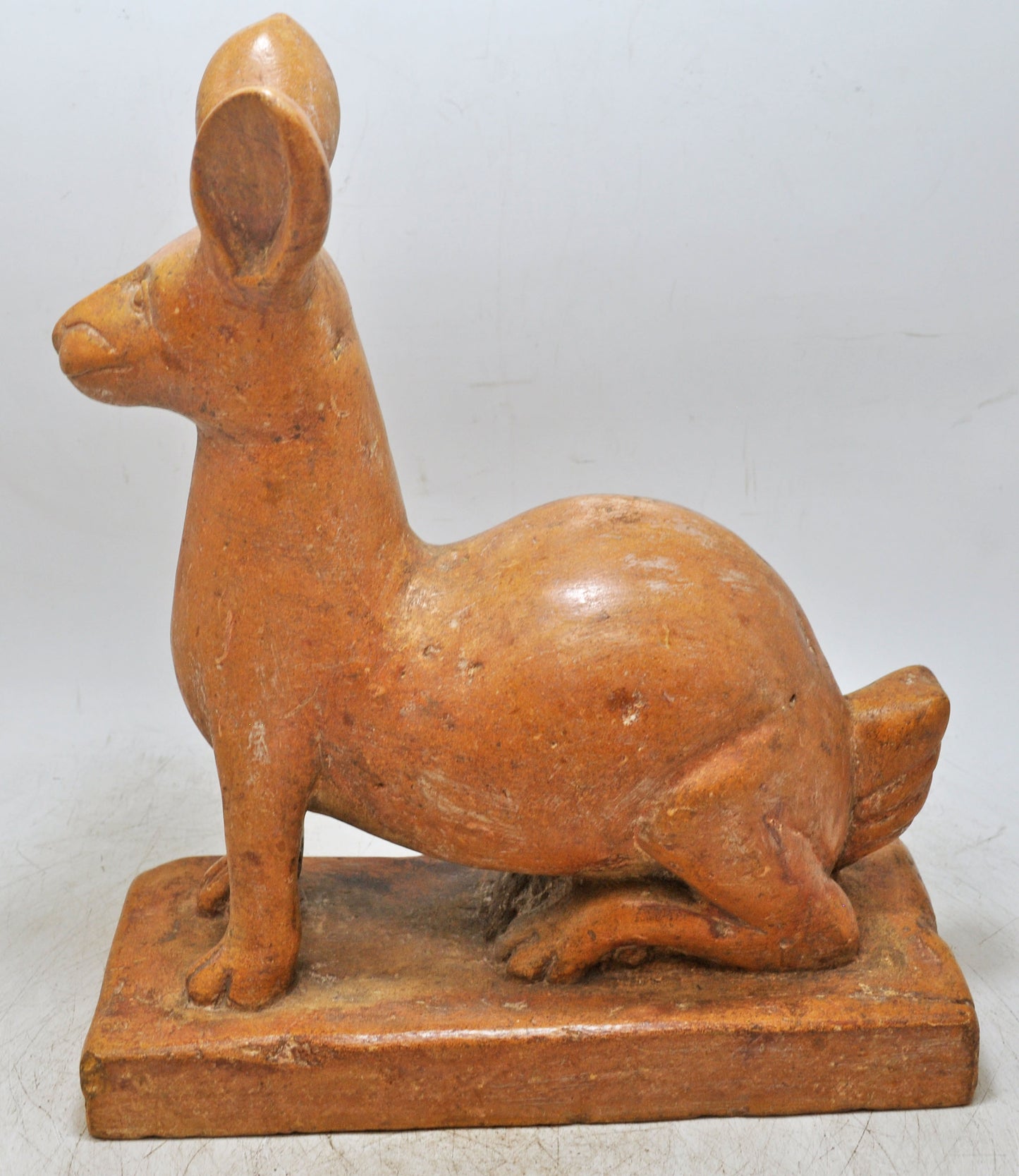 Vintage Brown Sand Stone Deer Figurine Original Old Fine Hand Carved