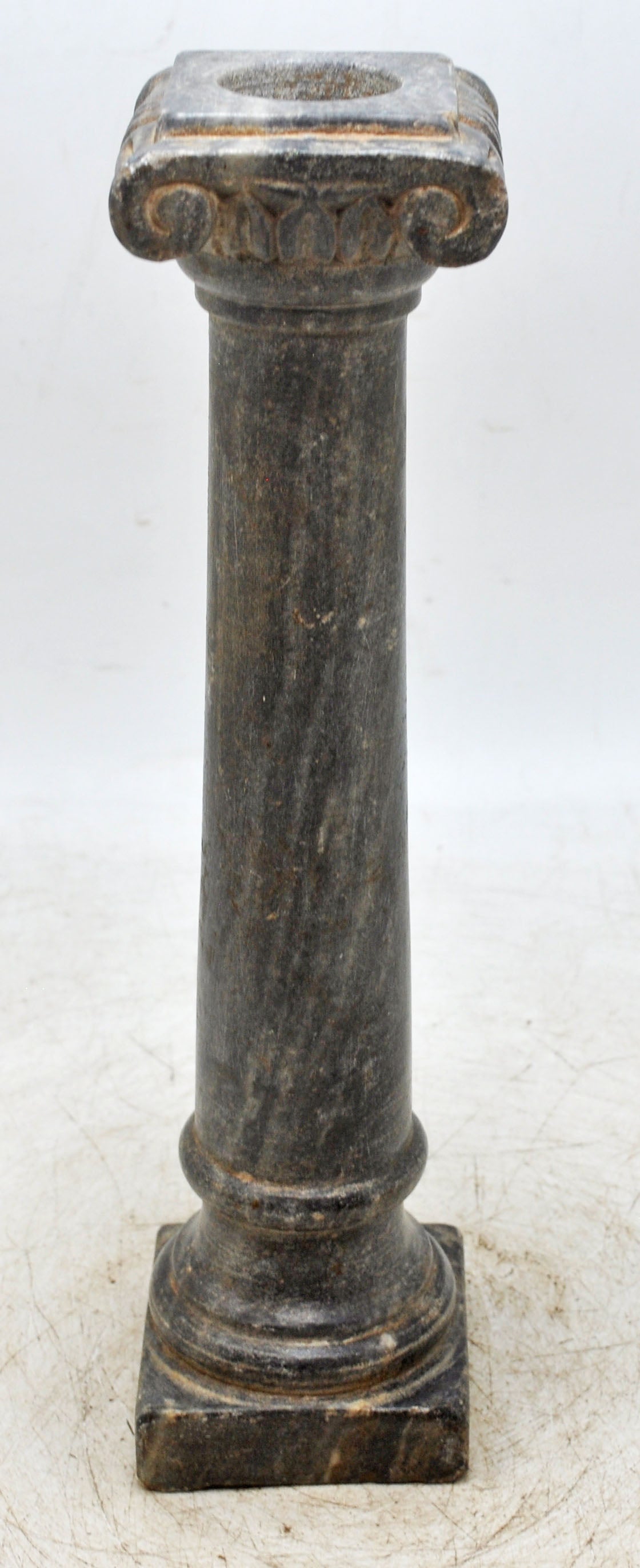 Vintage Black Stone Tall Candle Holder Stand Original Old Hand Carved