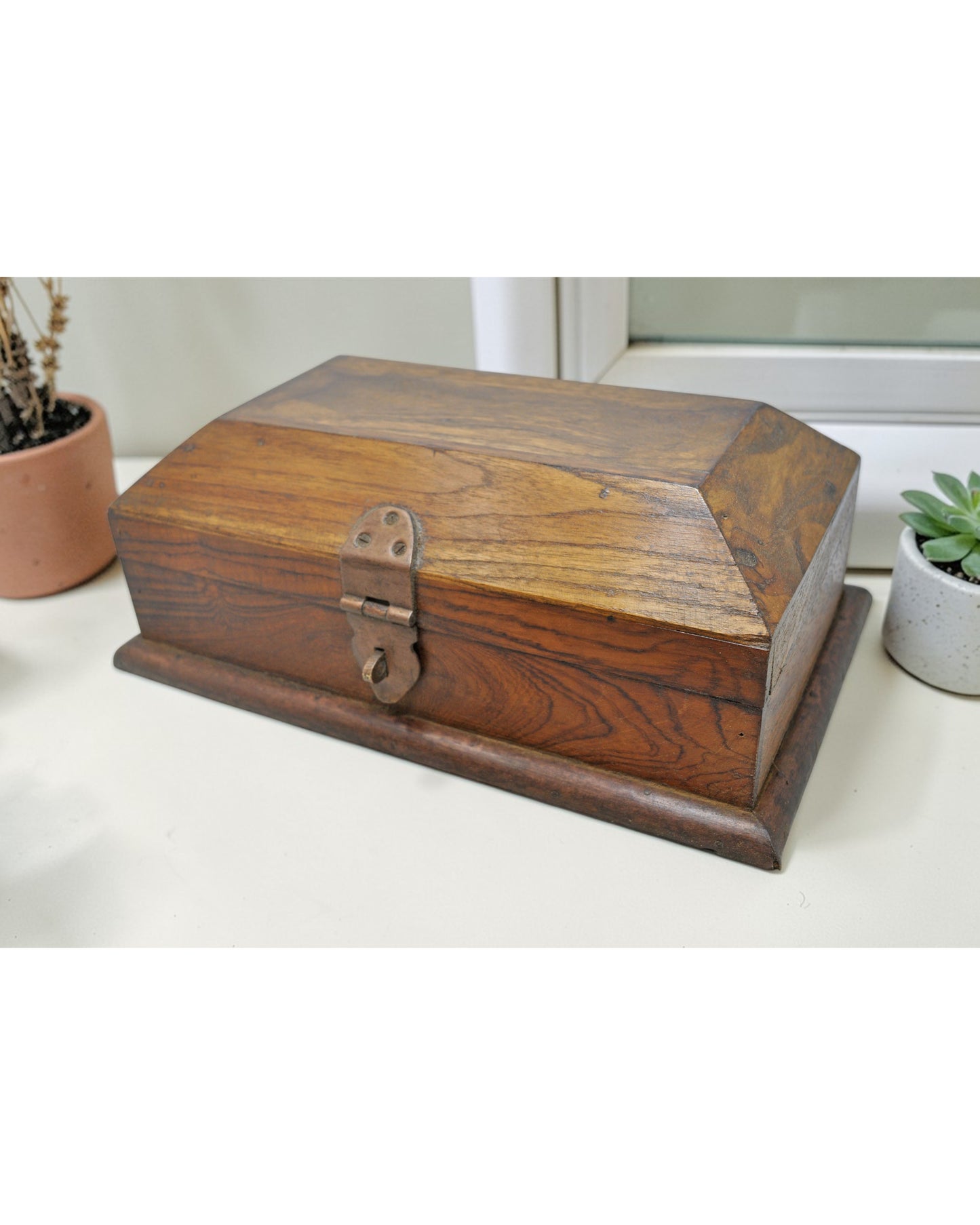 Vintage Wooden Dome Shaped Storage Box Original Old Hand Crafted
