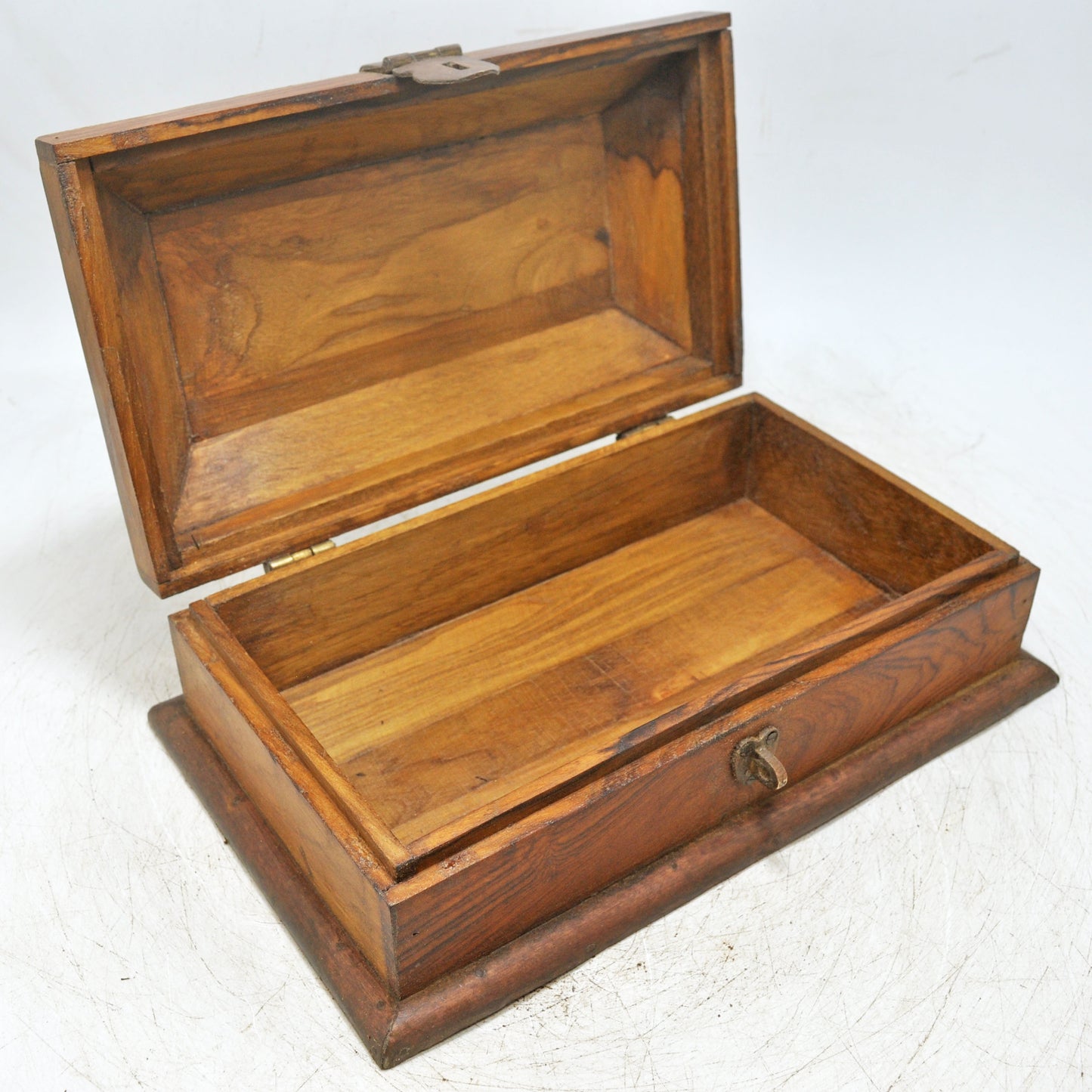 Vintage Wooden Dome Shaped Storage Box Original Old Hand Crafted