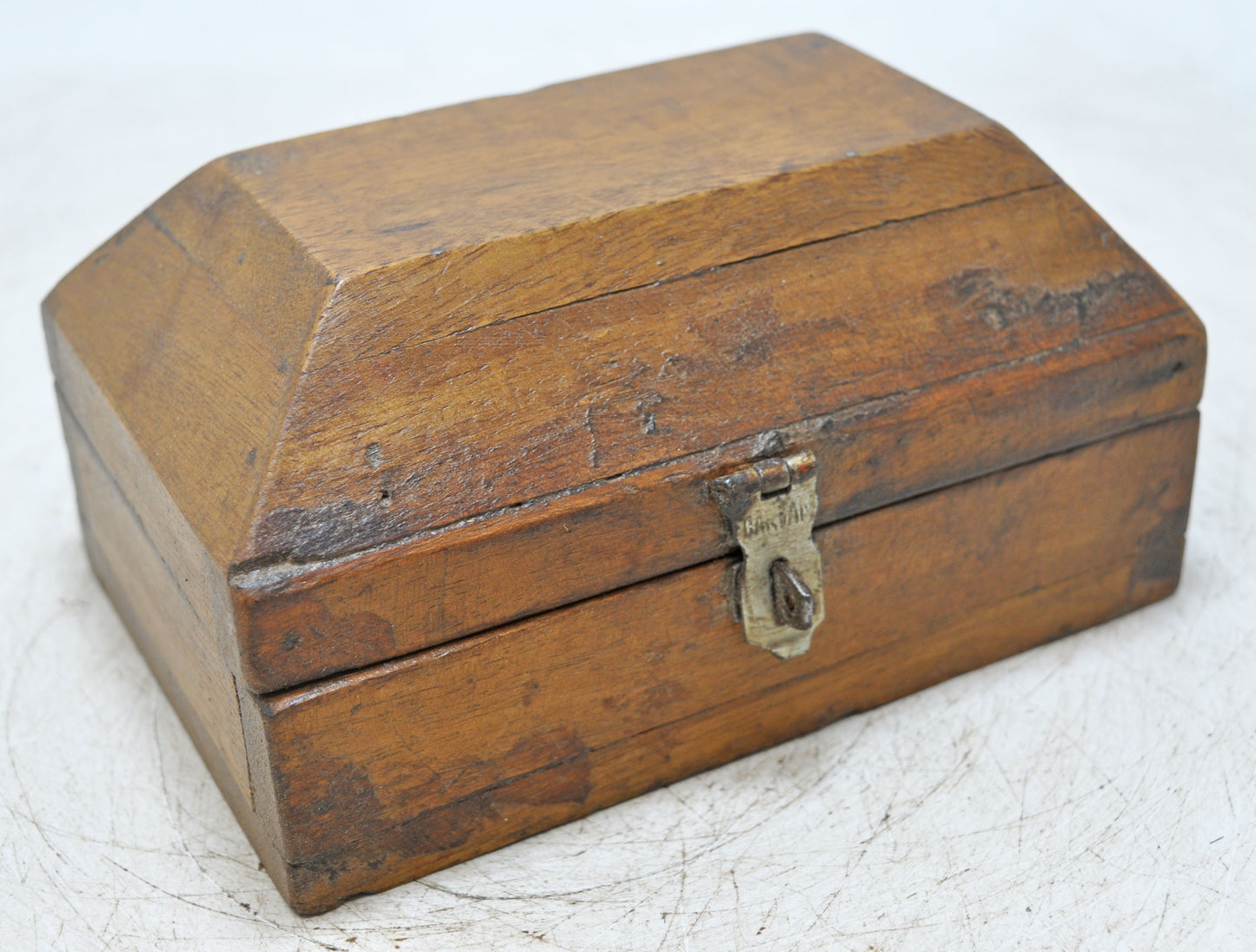 Vintage Wooden Dome Shaped Storage Box Original Old Hand Crafted