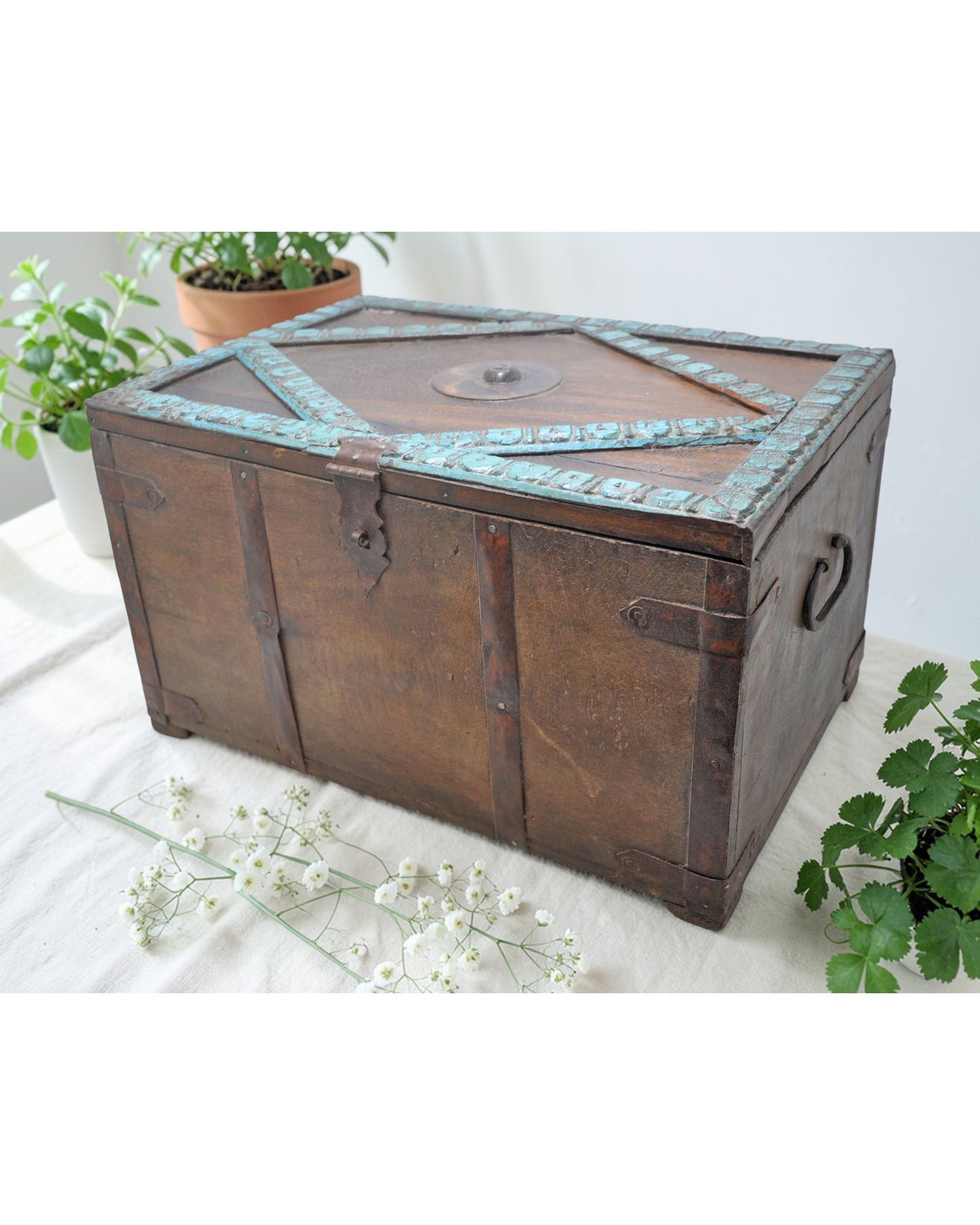 Vintage Wooden Large Storage Chest Box Original Old Hand Crafted