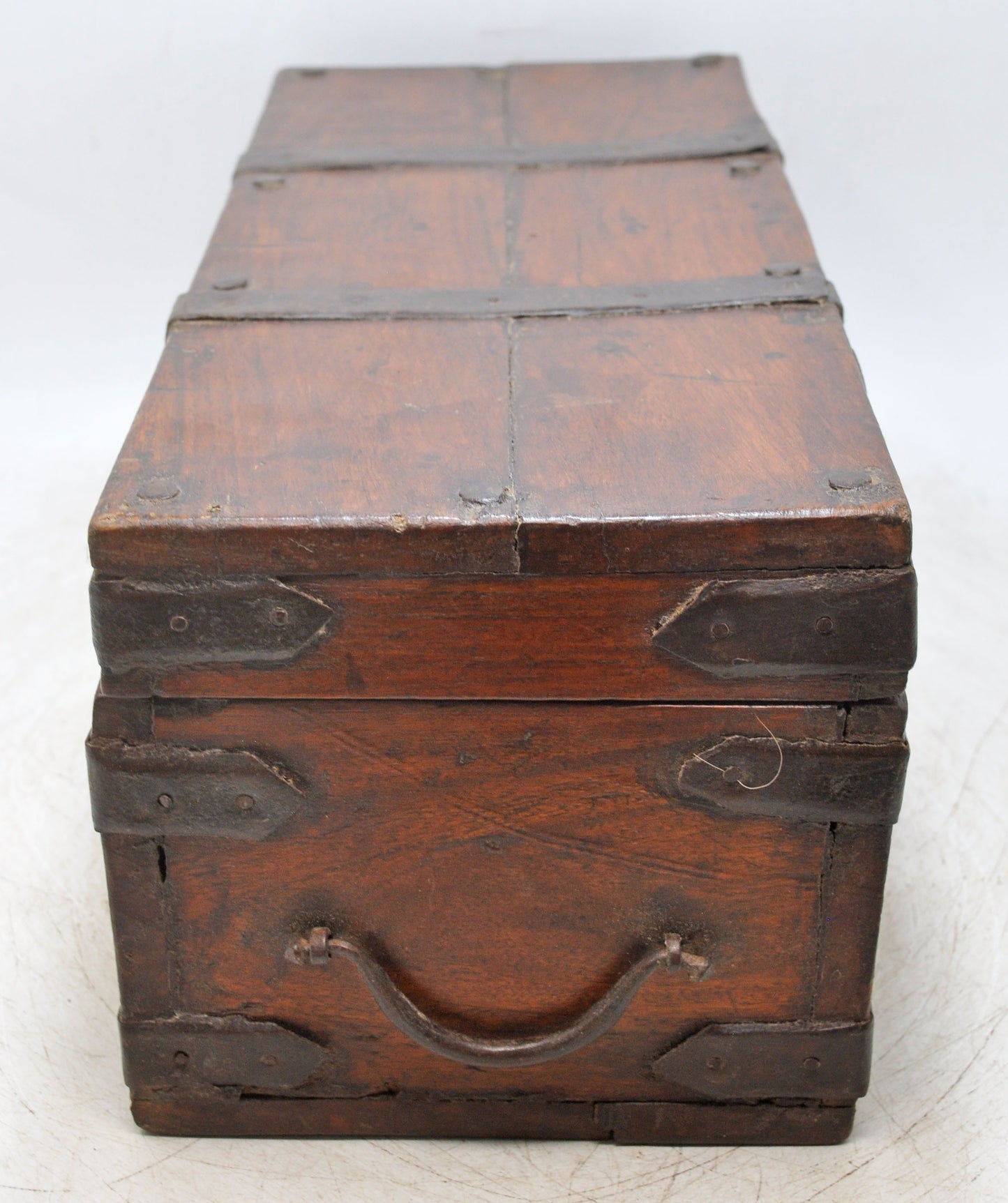 Vintage Wooden Storage Box Original Old Hand Crafted Metal Fitted