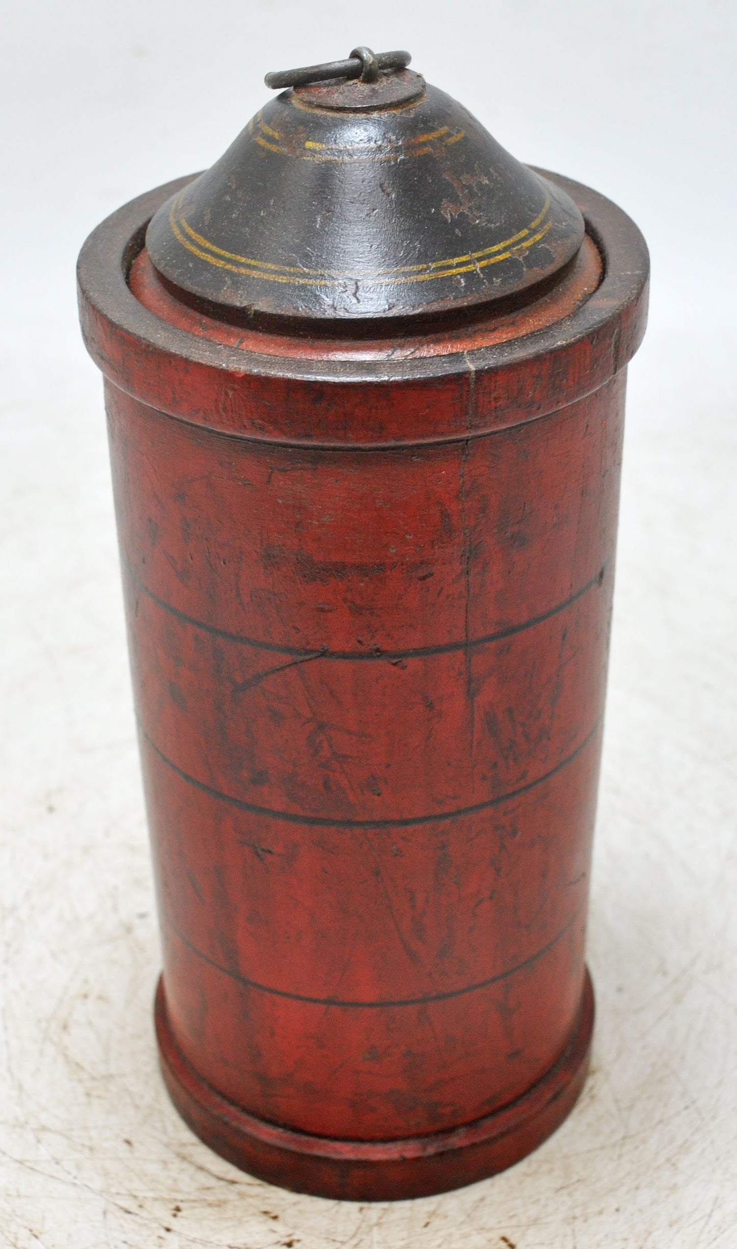 Vintage Wooden Lacquer Painted Tall Candy Box Original Old Hand Crafted