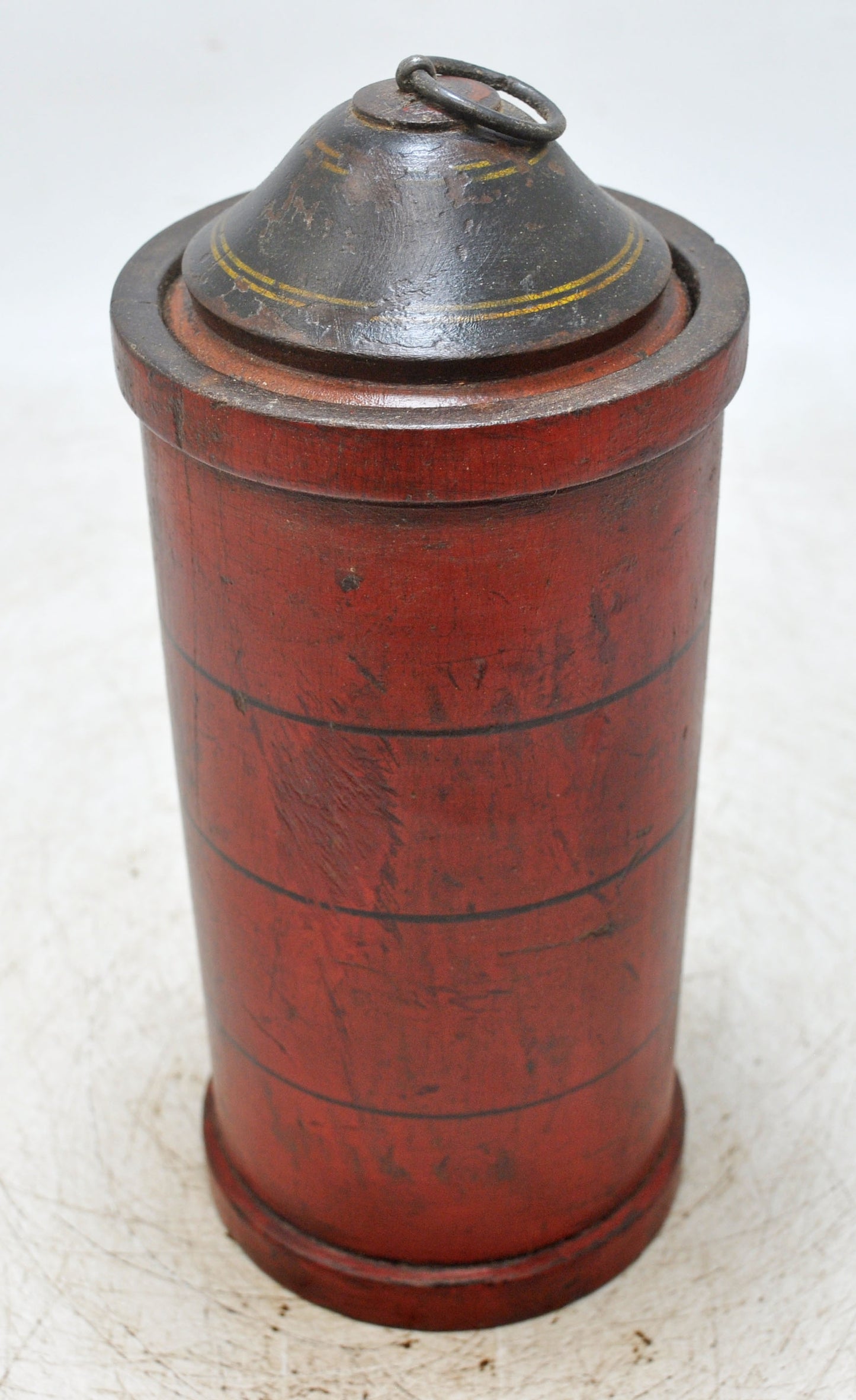 Vintage Wooden Lacquer Painted Tall Candy Box Original Old Hand Crafted