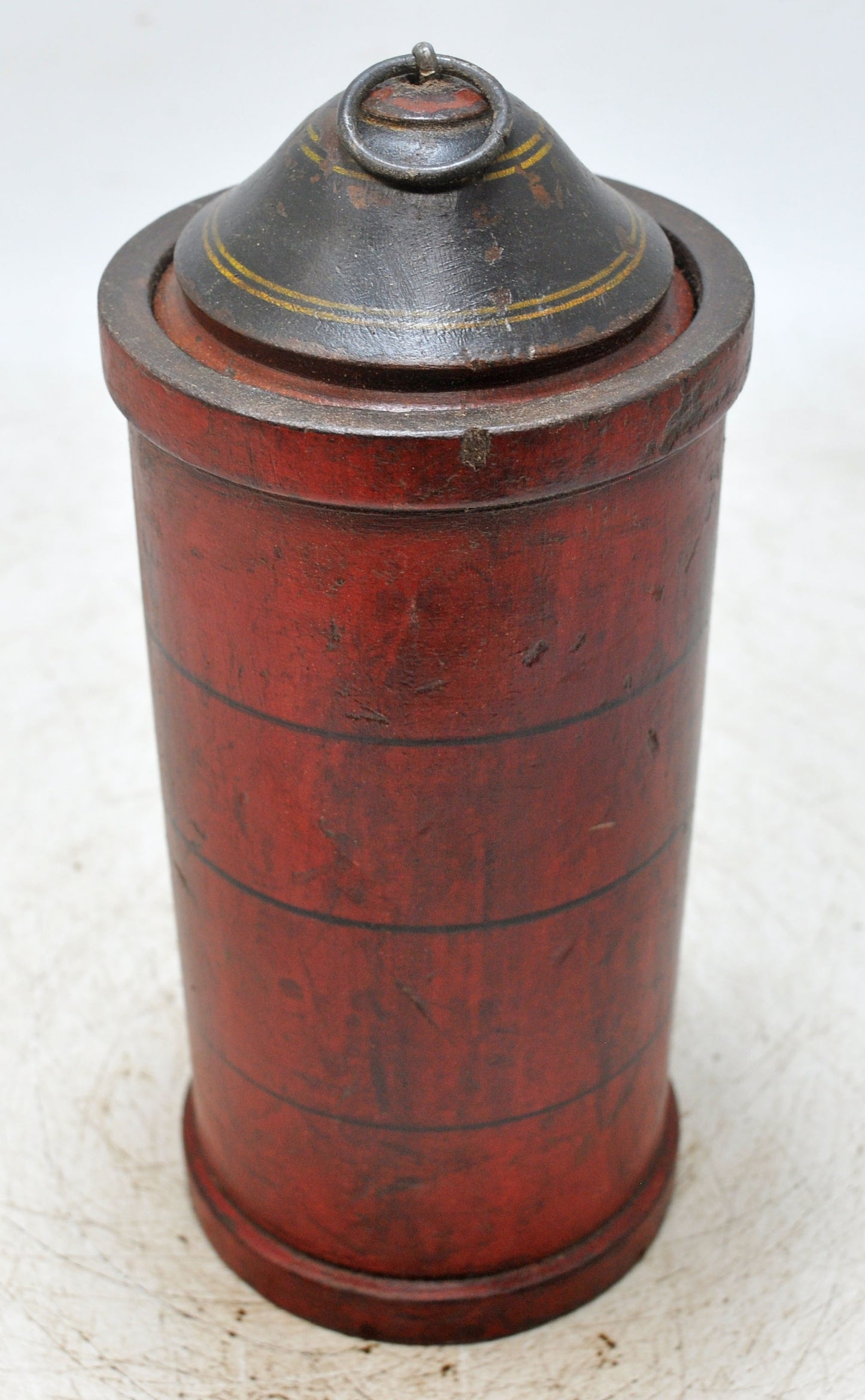 Vintage Wooden Lacquer Painted Tall Candy Box Original Old Hand Crafted