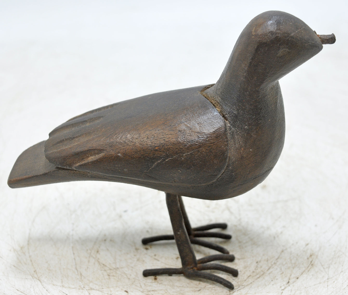Vintage Wooden Bird Figurine Original Old Hand Carved