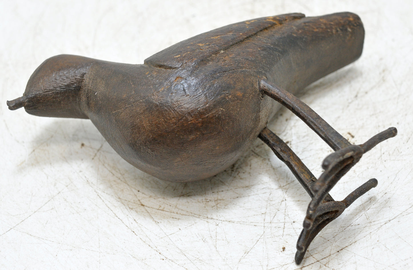 Vintage Wooden Bird Figurine Original Old Hand Carved