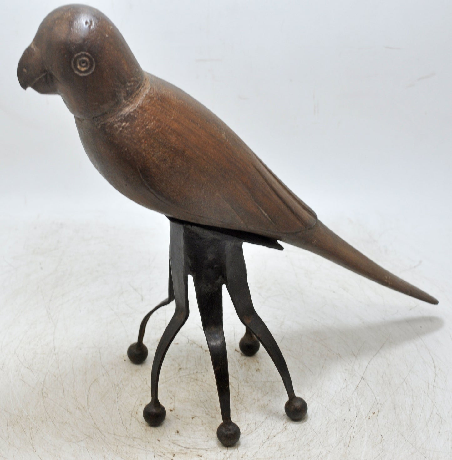 Vintage Wooden Bird Figurine Original Old Hand Carved
