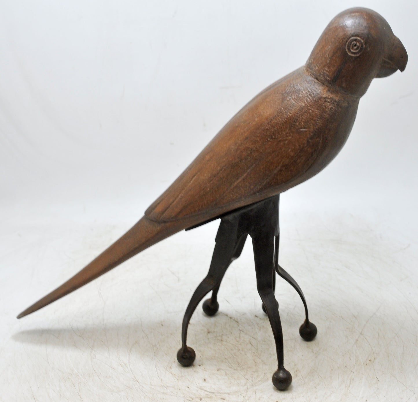 Vintage Wooden Bird Figurine Original Old Hand Carved