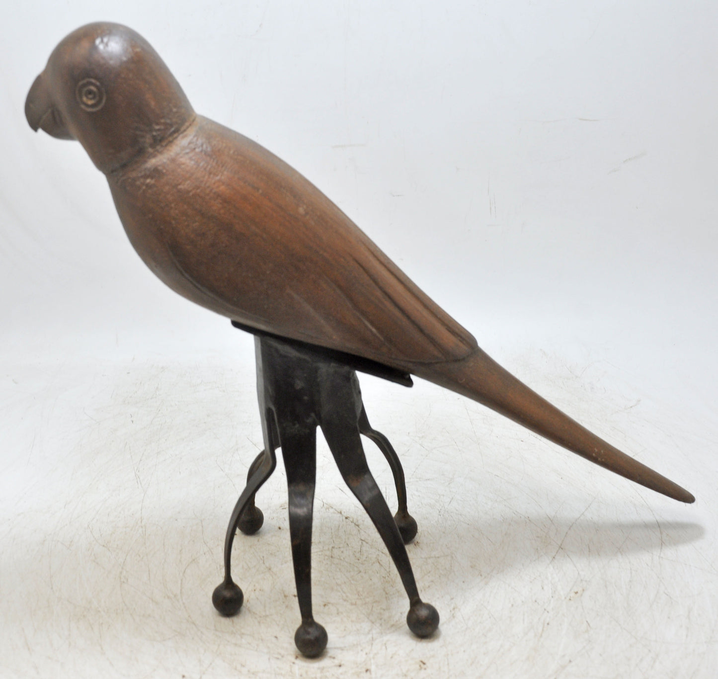 Vintage Wooden Bird Figurine Original Old Hand Carved