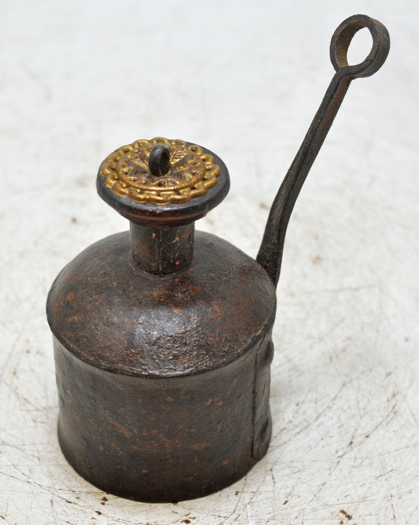 Antique Iron Small Oil Pot Original Old Hand Crafted