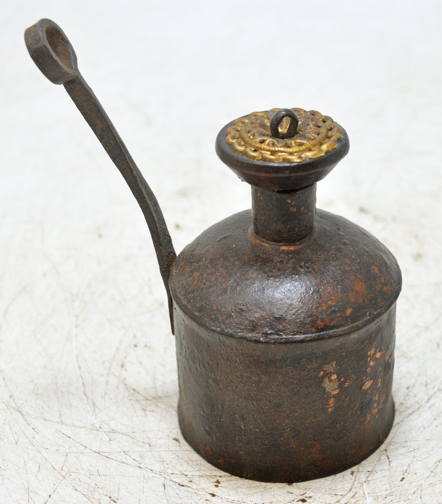 Antique Iron Small Oil Pot Original Old Hand Crafted