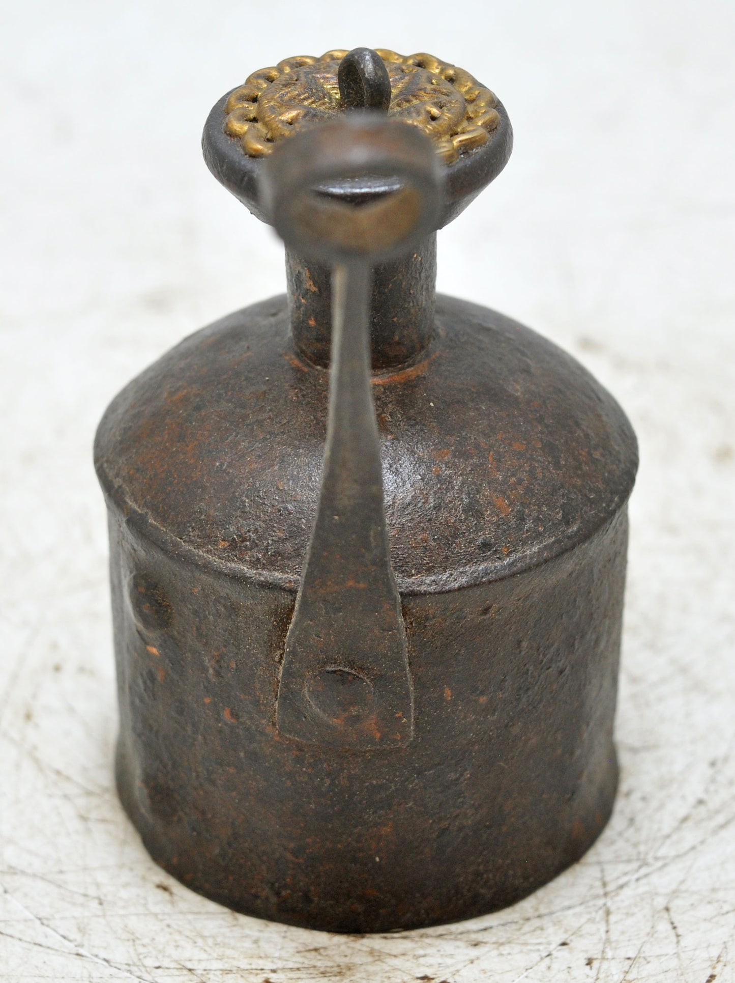 Antique Iron Small Oil Pot Original Old Hand Crafted