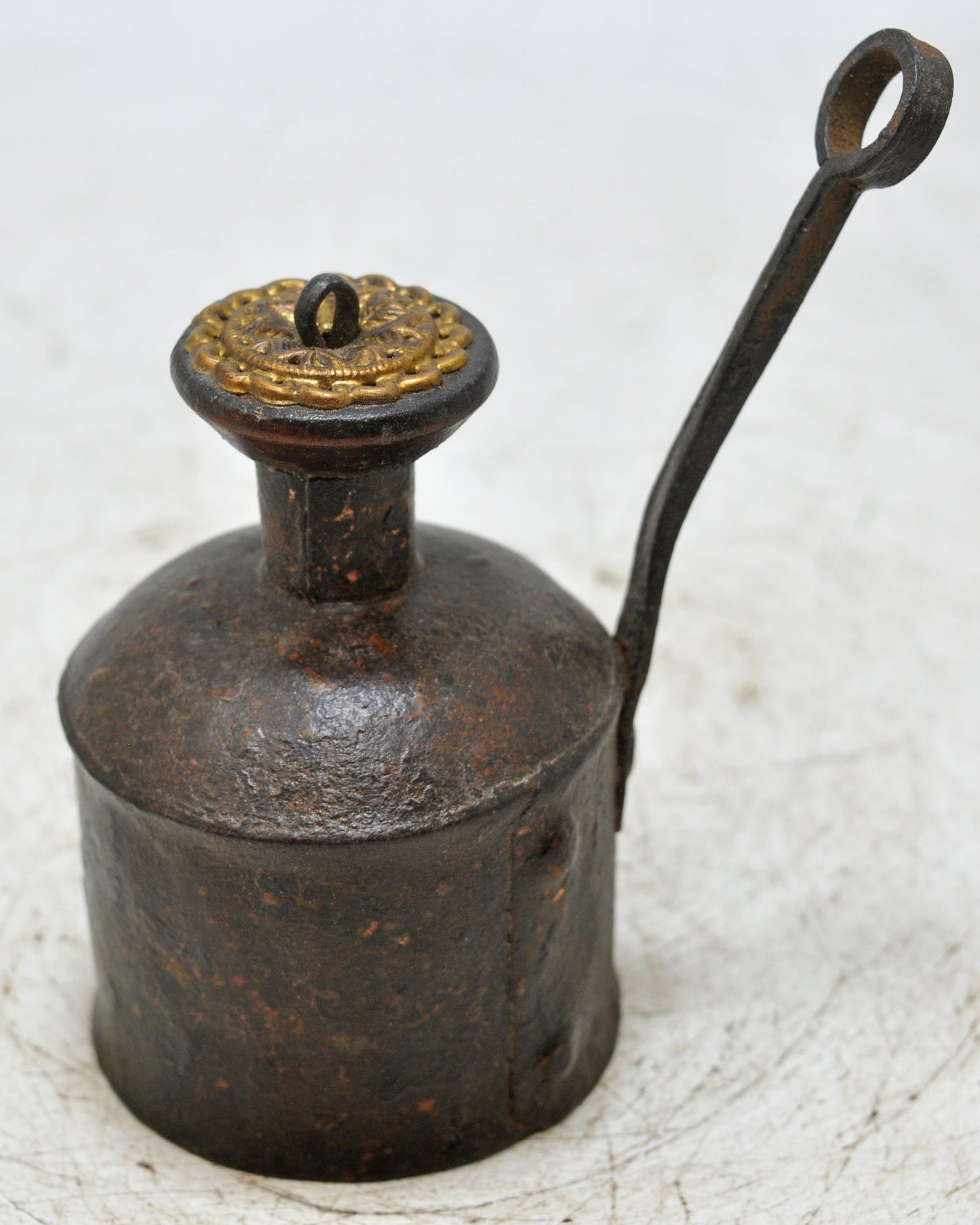 Antique Iron Small Oil Pot Original Old Hand Crafted