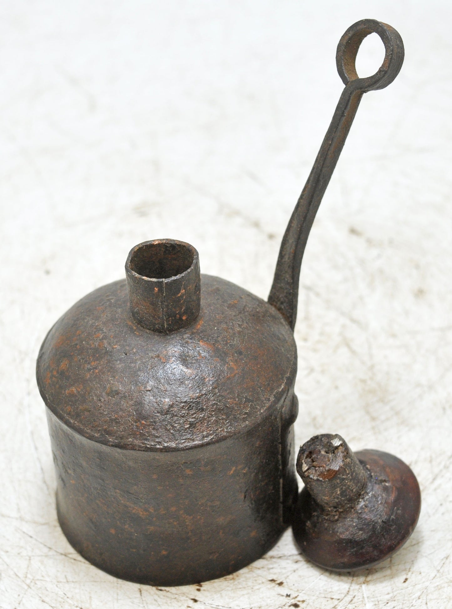 Antique Iron Small Oil Pot Original Old Hand Crafted
