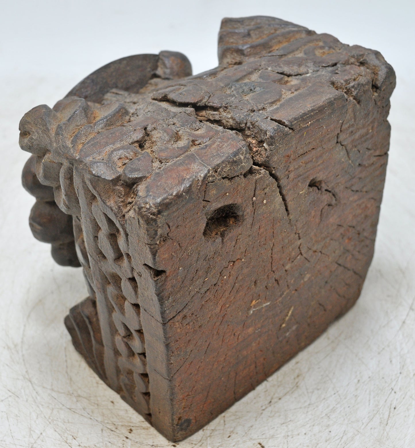 Antique Wooden Candle Holder Stand Original Old Hand Carved