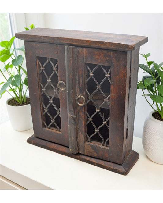 Vintage Wooden Wall Hanging Small Cabinet Box Original Old Hand Crafted