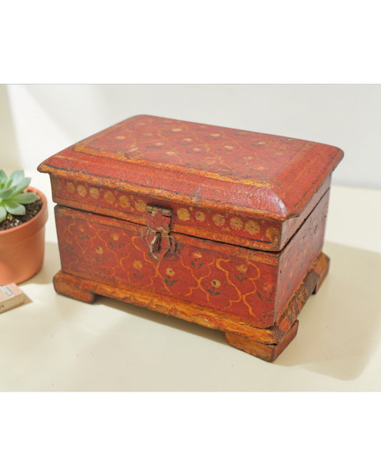 Vintage Wooden Storage Box Original Old Hand Crafted Painted