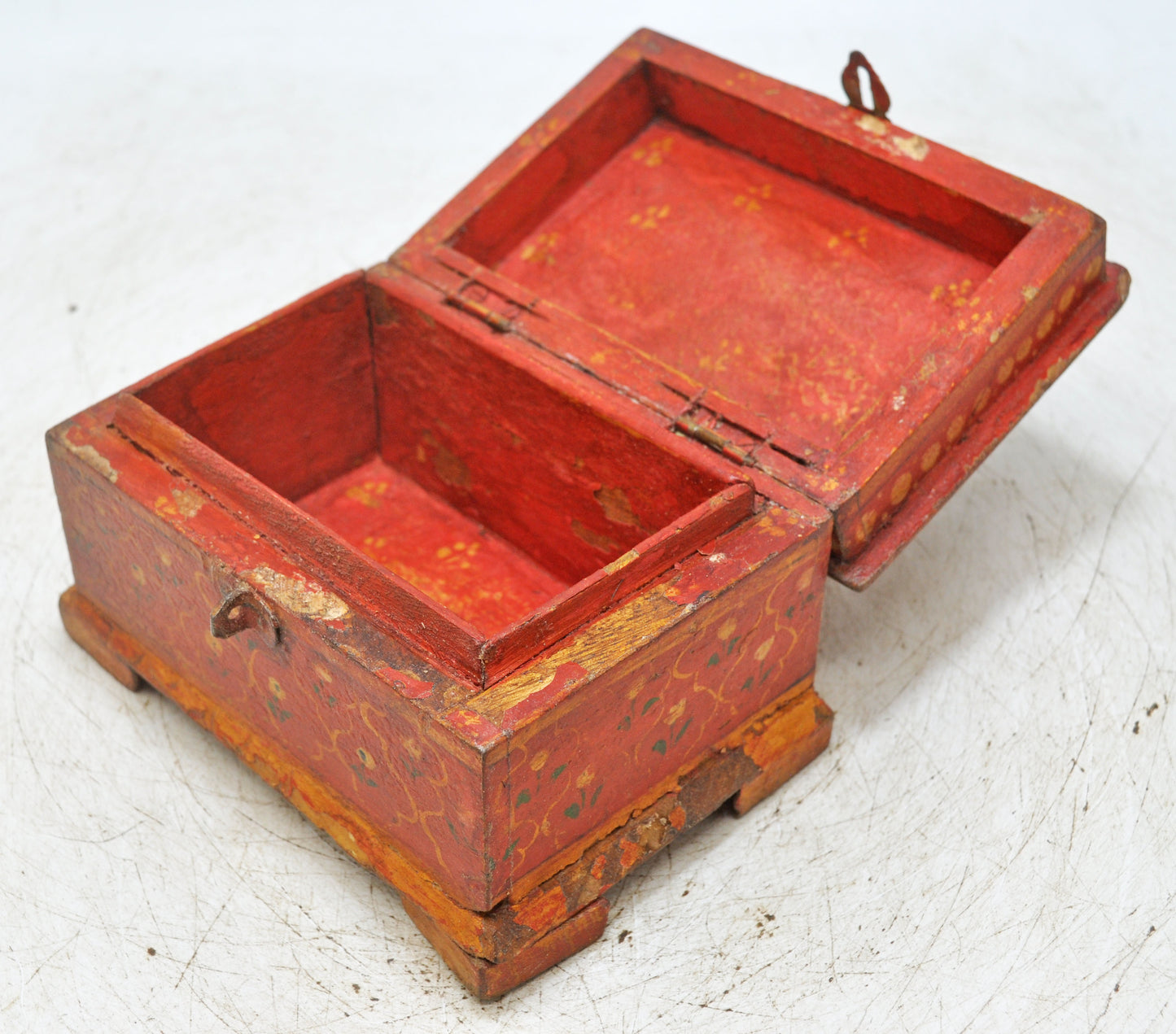 Vintage Wooden Storage Box Original Old Hand Crafted Painted