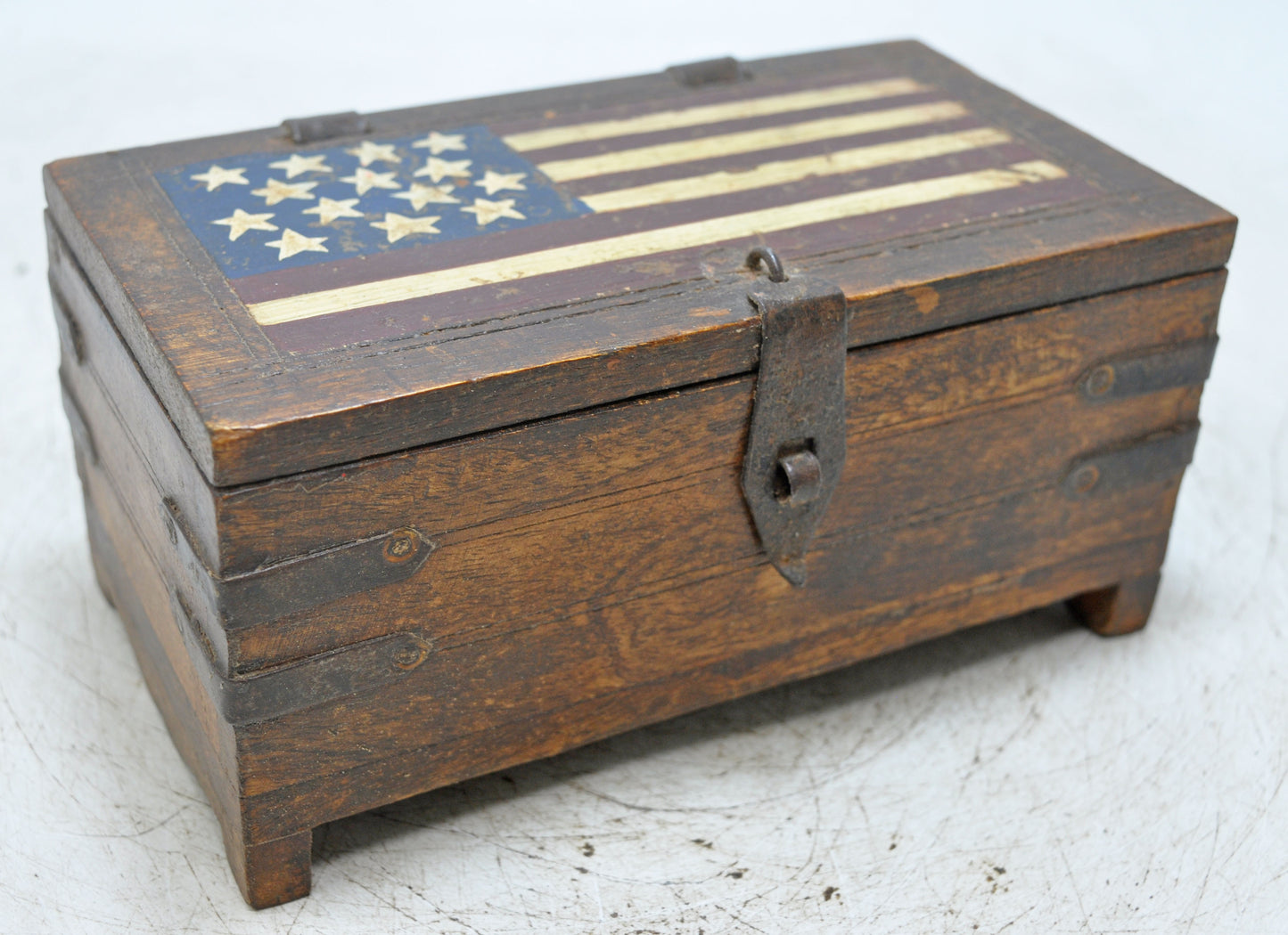 Vintage Wooden Storage Box Original Old Hand Crafted Painted
