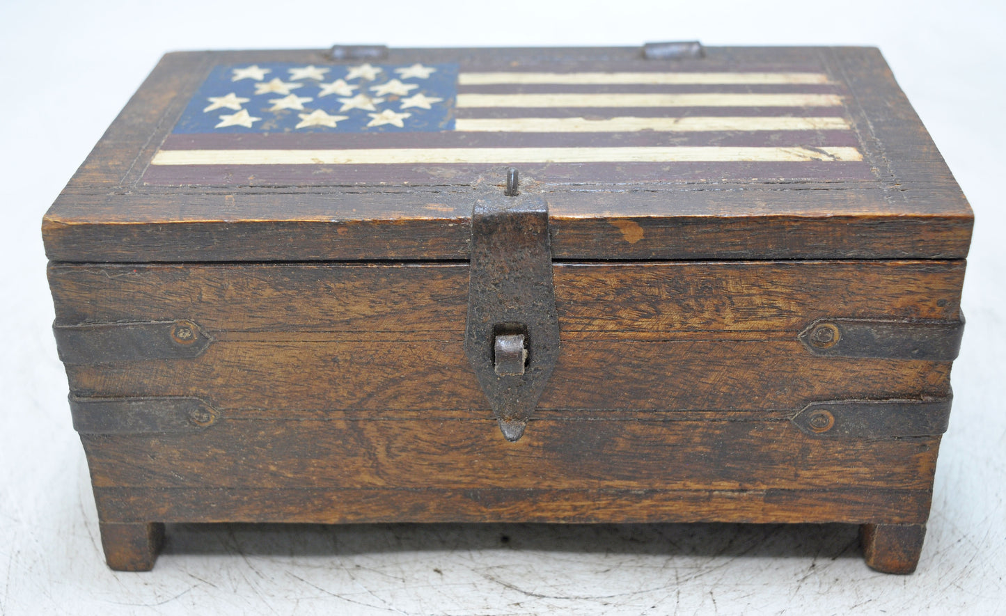 Vintage Wooden Storage Box Original Old Hand Crafted Painted