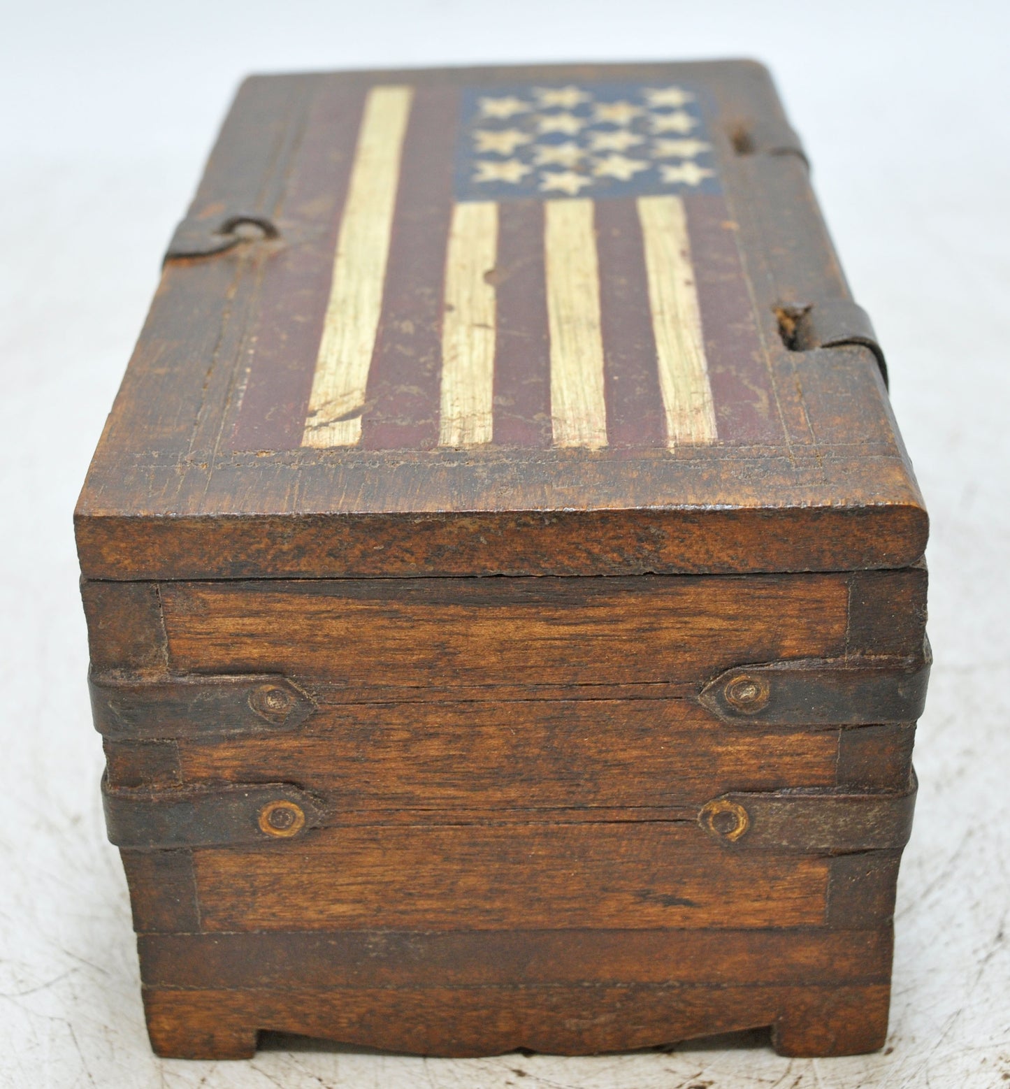 Vintage Wooden Storage Box Original Old Hand Crafted Painted