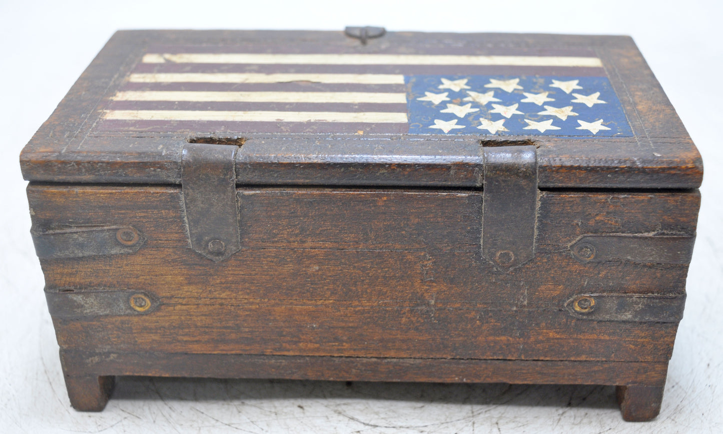 Vintage Wooden Storage Box Original Old Hand Crafted Painted