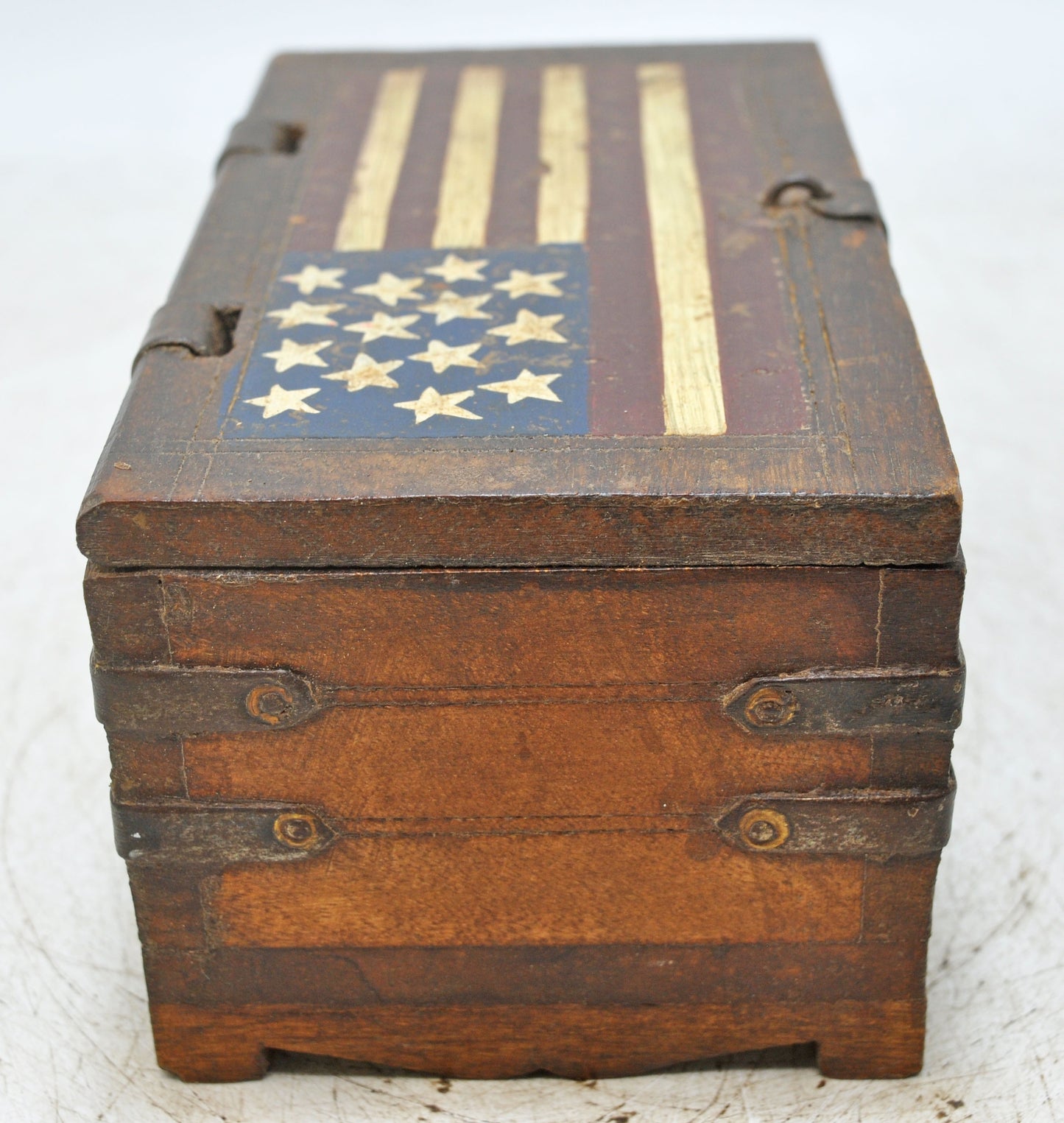 Vintage Wooden Storage Box Original Old Hand Crafted Painted