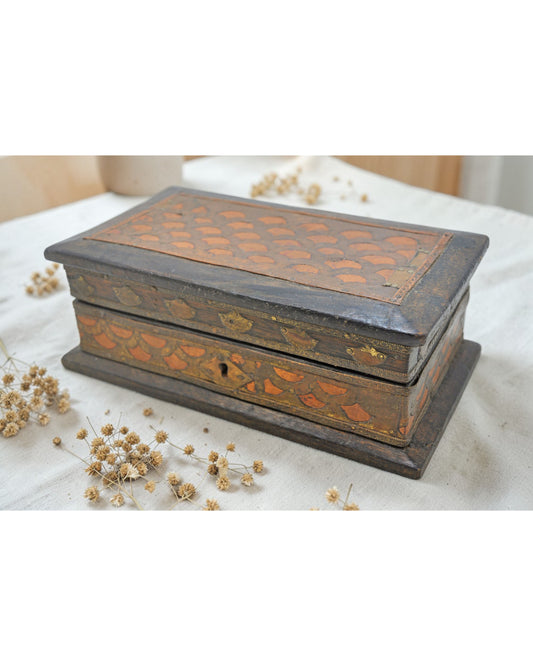 Vintage Wooden Storage Box Original Old Hand Crafted Brass Fitted