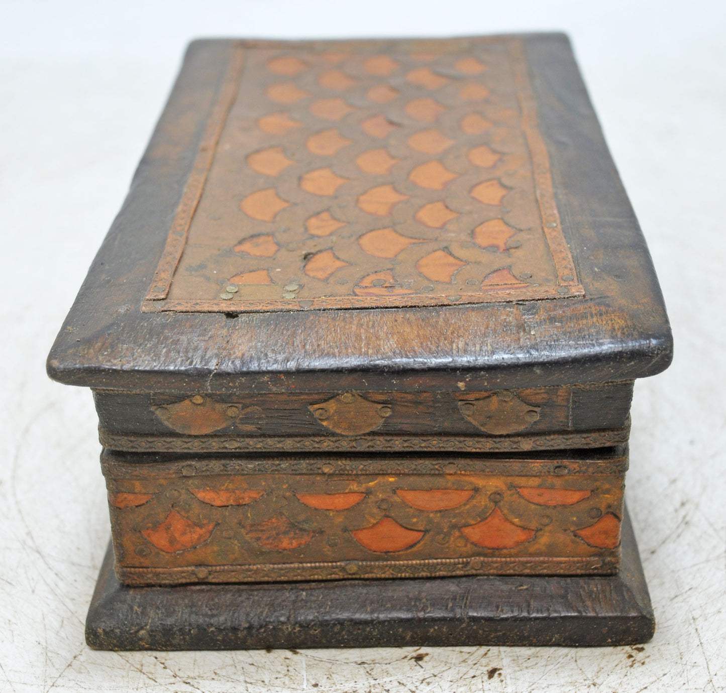 Vintage Wooden Storage Box Original Old Hand Crafted Brass Fitted