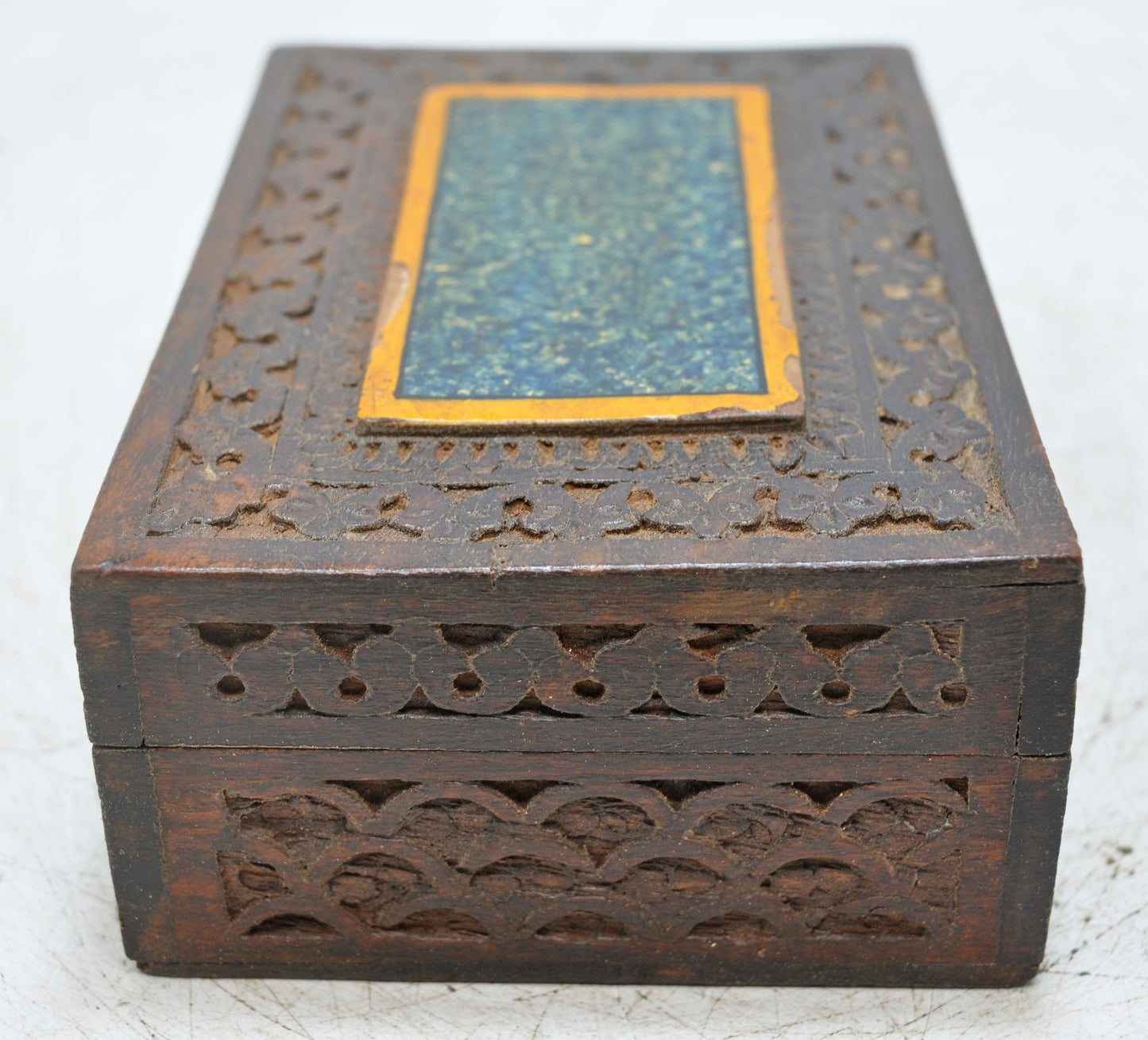 Vintage Wooden Storage Box Original Old Hand Crafted Carved