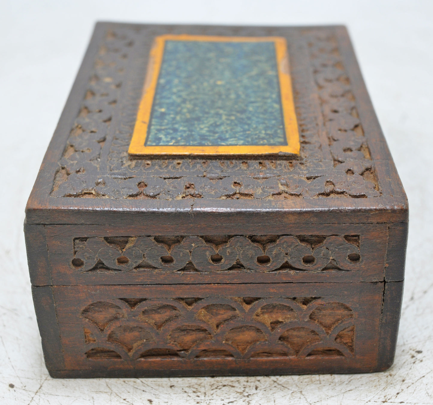 Vintage Wooden Storage Box Original Old Hand Crafted Carved