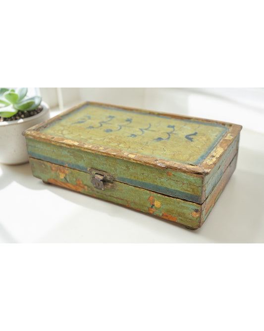 Vintage Wooden Storage Box Original Old Hand Crafted Painted