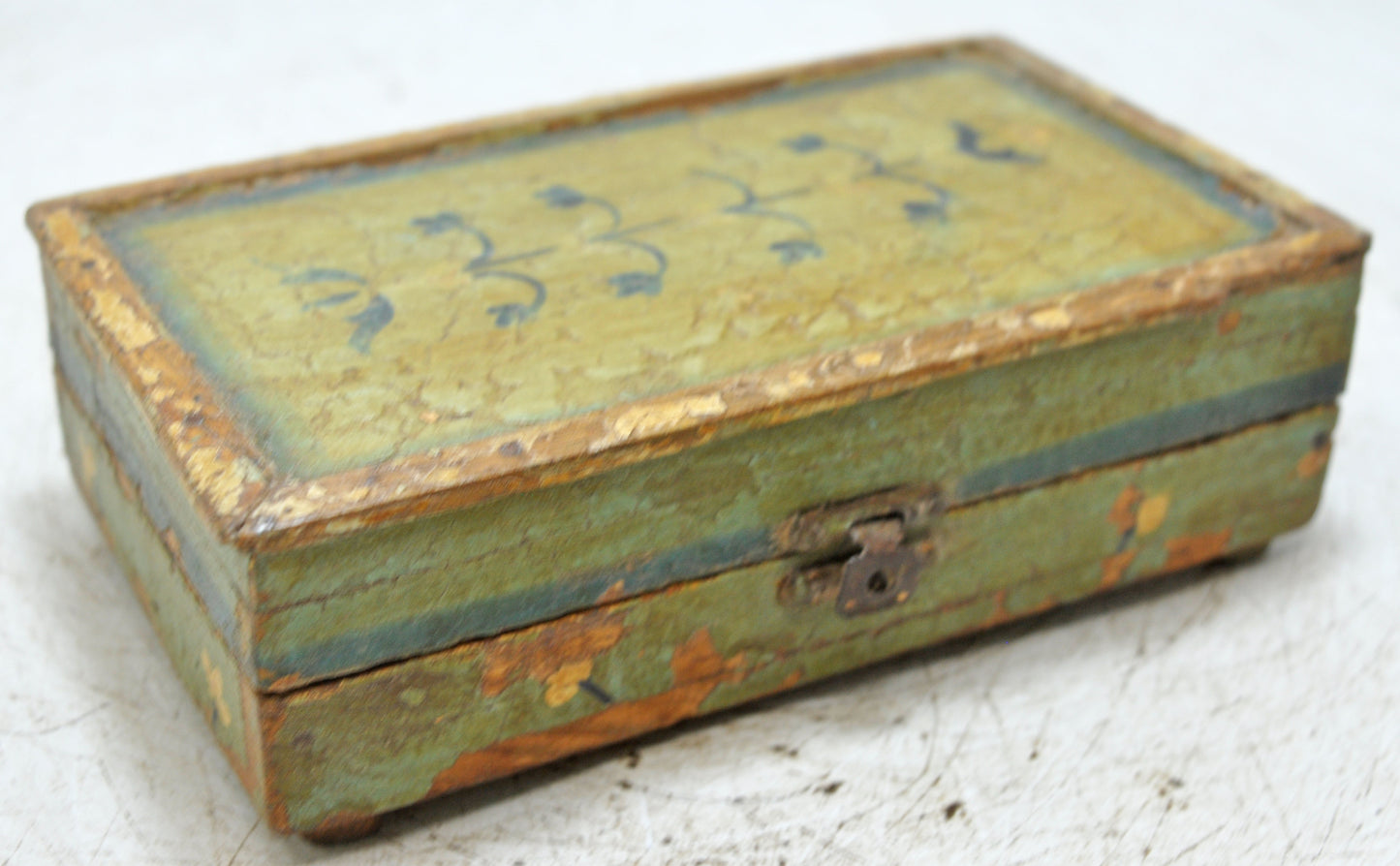 Vintage Wooden Storage Box Original Old Hand Crafted Painted